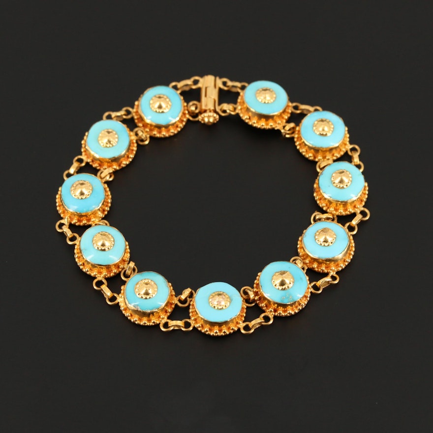 14K Yellow Gold Turquoise Bracelet