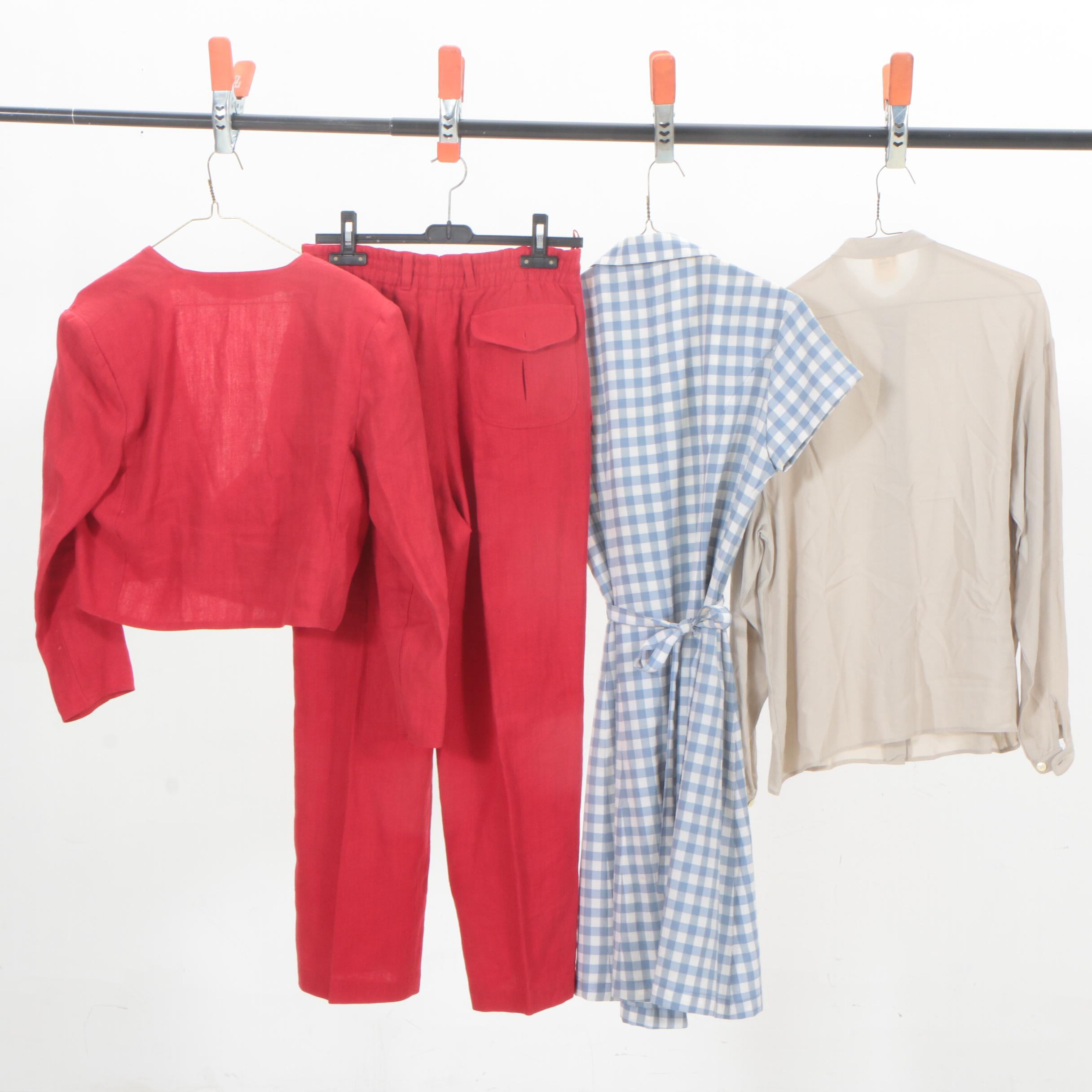 Sonia Rykiel Inscription Red Linen Pantsuit and Other Clothing Seperates