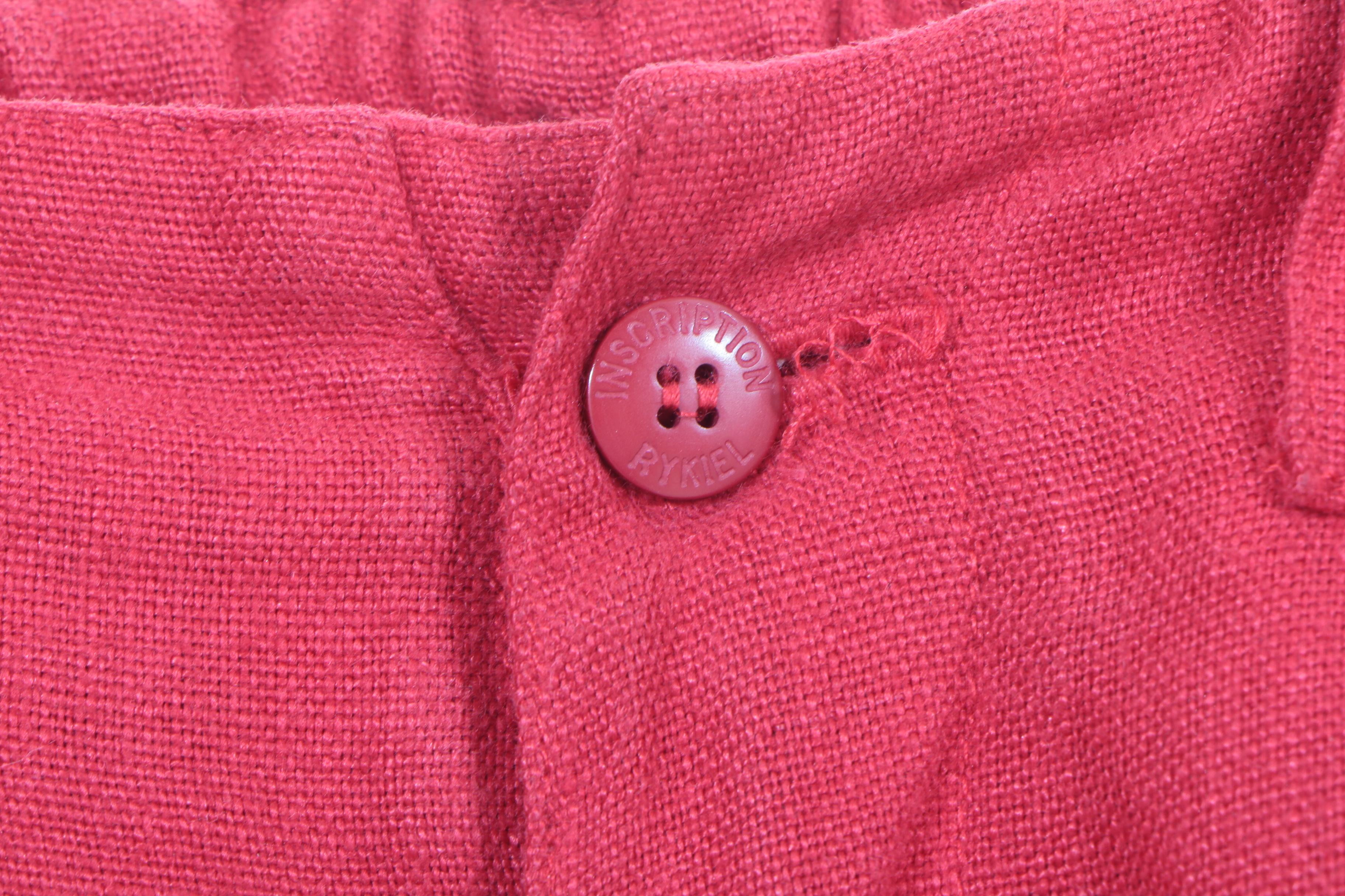 Sonia Rykiel Inscription Red Linen Pantsuit and Other Clothing Seperates