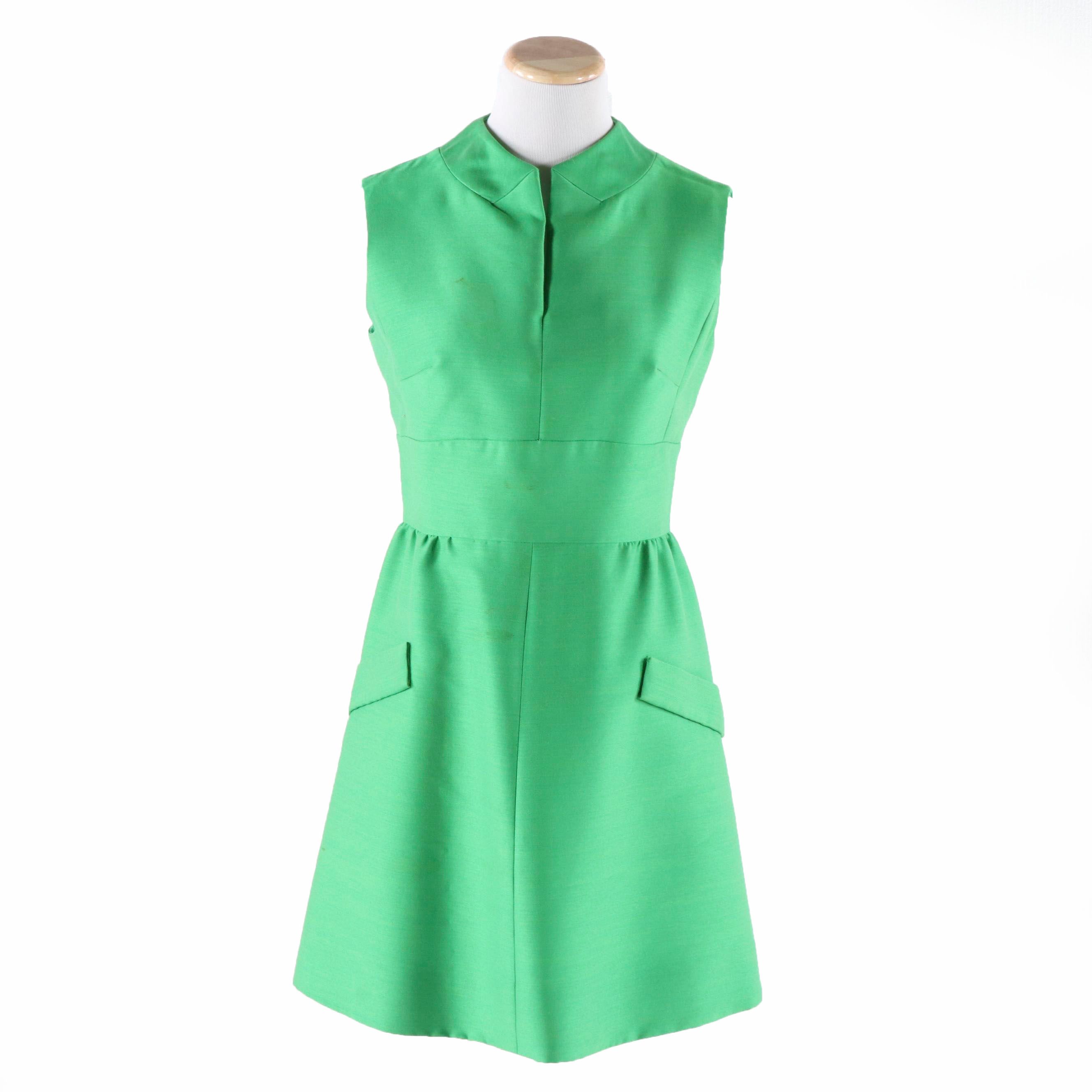 Shannon Rodgers for Jerry Silverman Kelly Green Sleeveless Day Dress, Vintage
