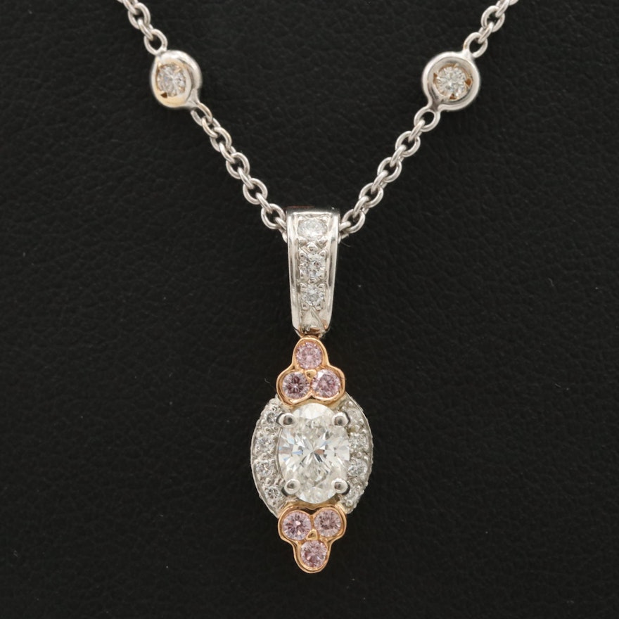 Charles Krypell Platinum and 18K Gold 1.11 CTW Diamond Necklace