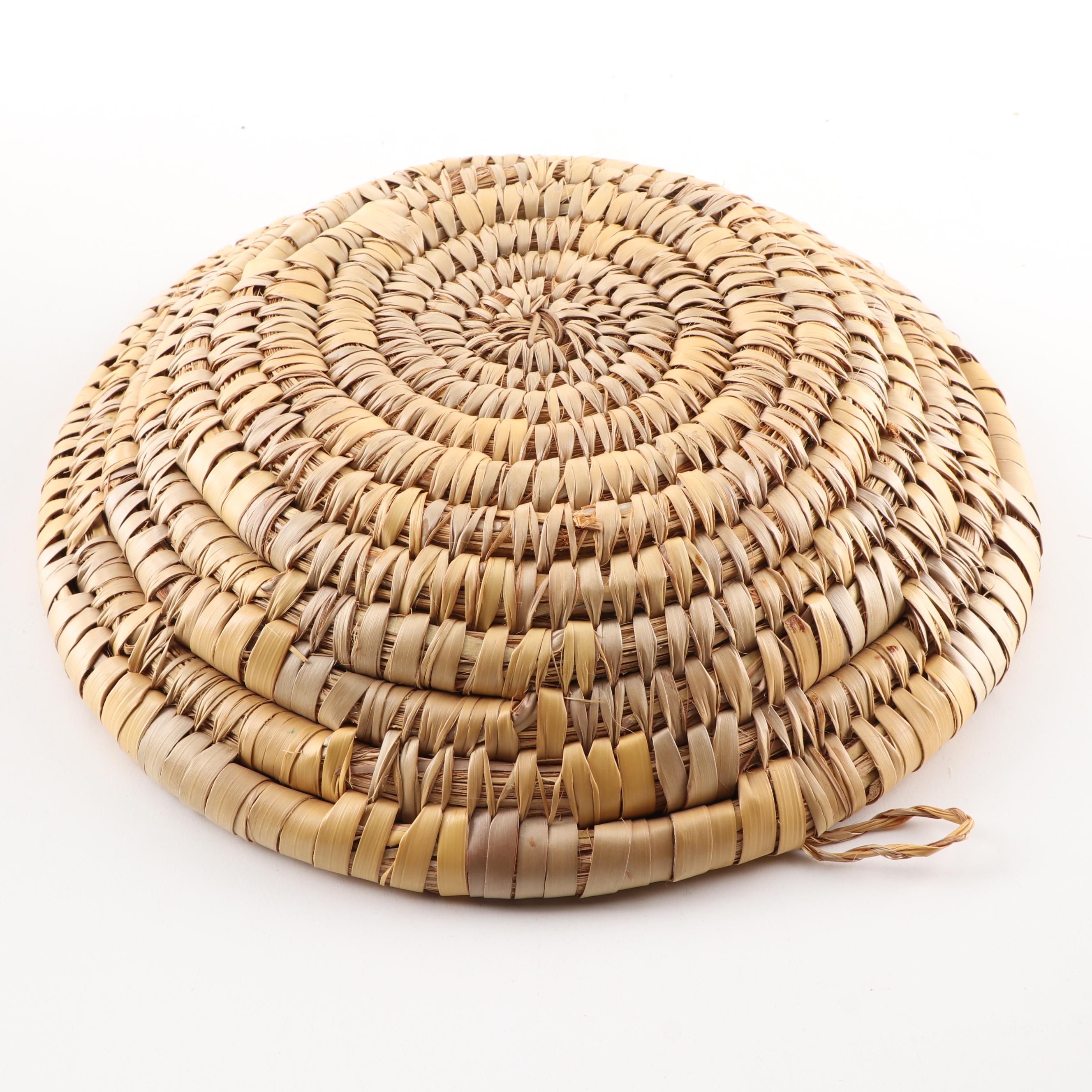Four Gullah Sweetgrass Basket and Woven Grass Wall Baskets