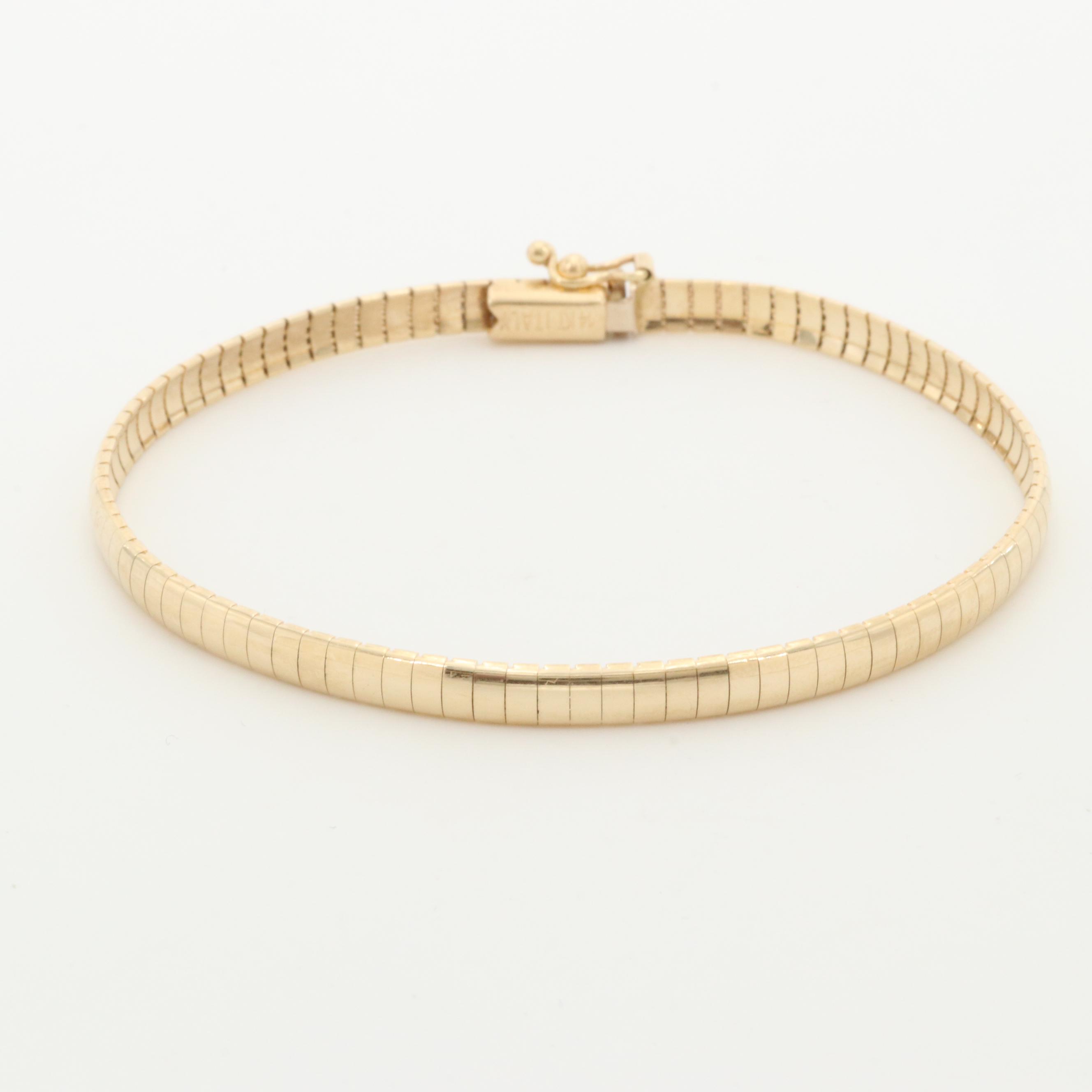 14K Yellow Gold Omega Link Bracelet