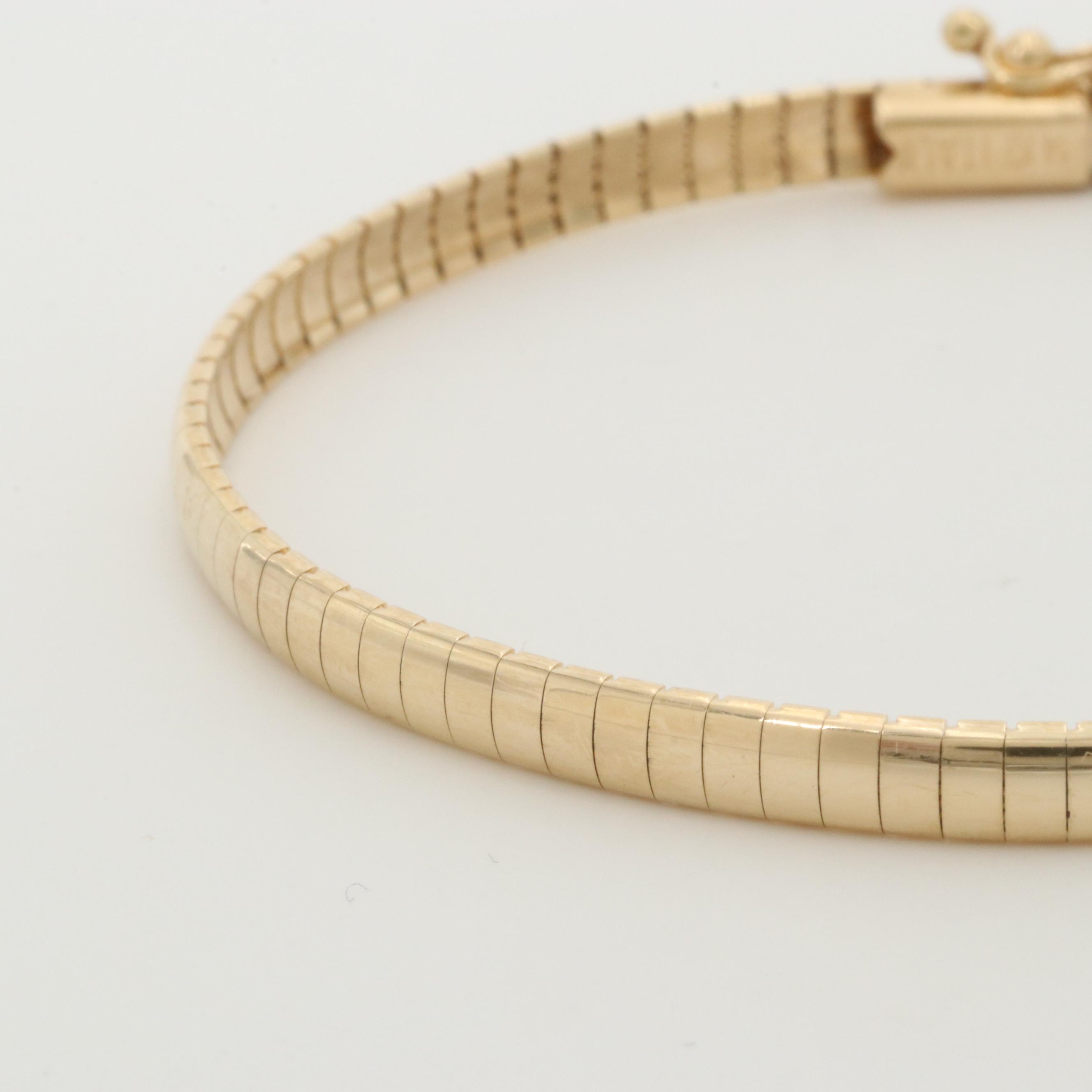 14K Yellow Gold Omega Link Bracelet
