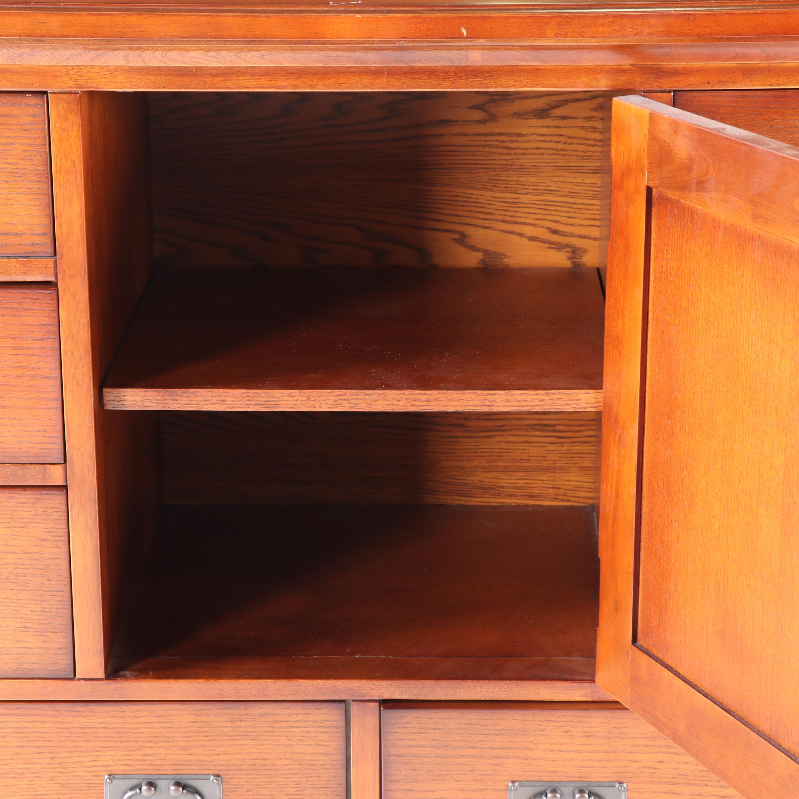 Mission Style Oak Finish Dresser with Mirror, Contemporary