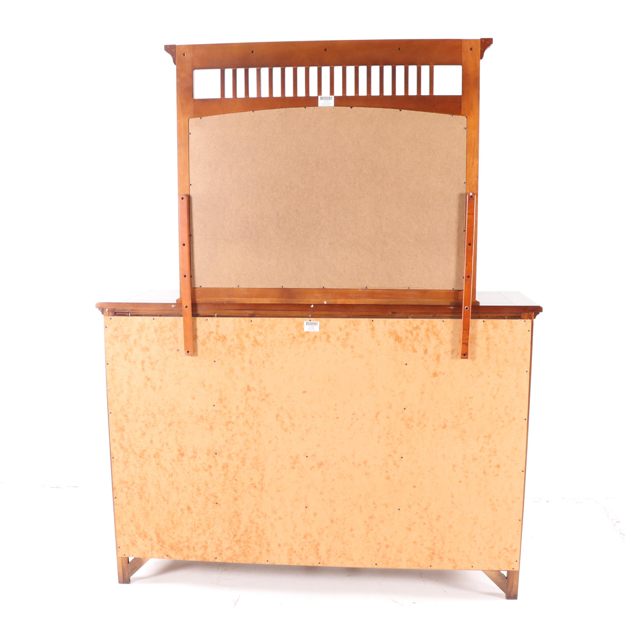 Mission Style Oak Finish Dresser with Mirror, Contemporary