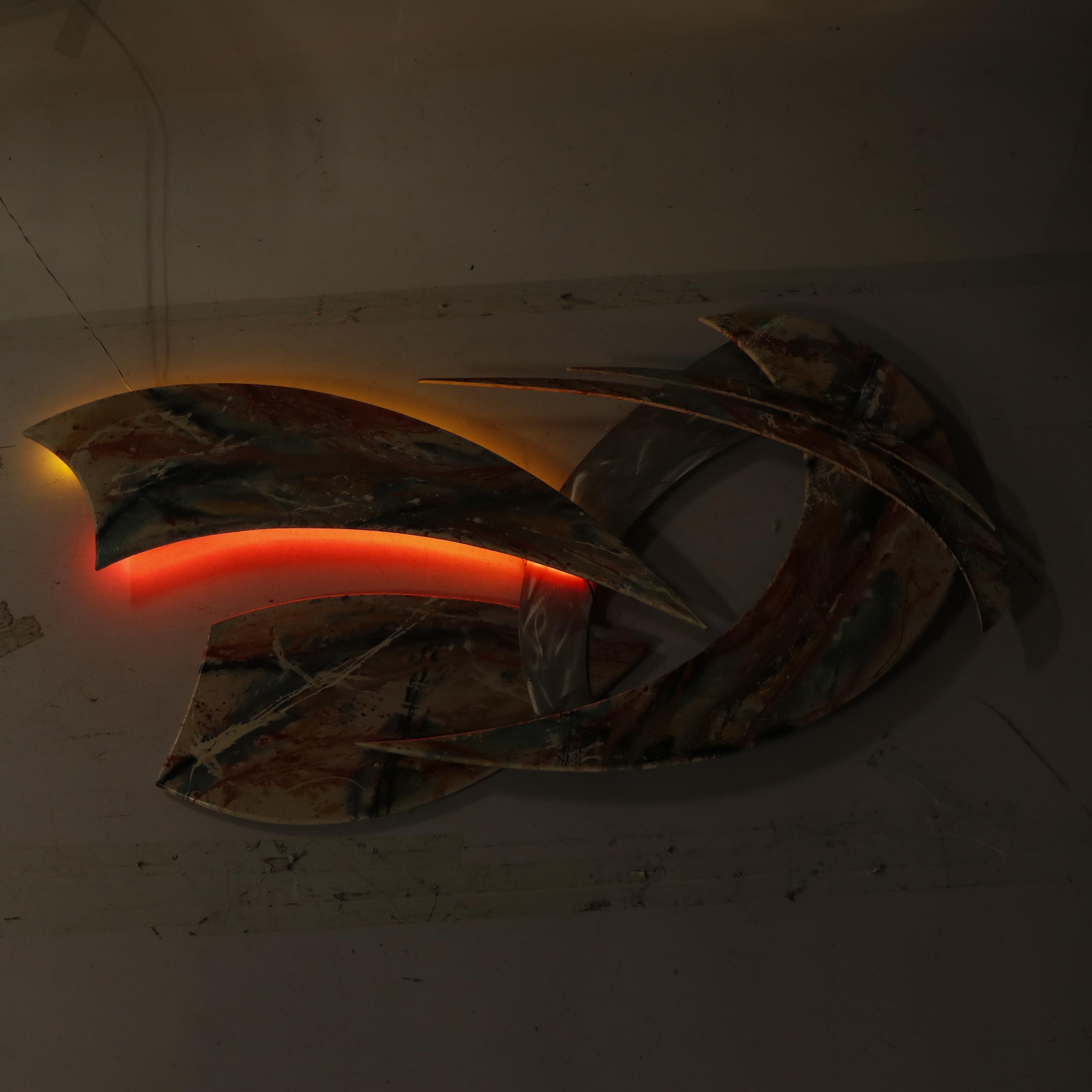 Tom Belloni Abstract Wall Sculpture with Neon