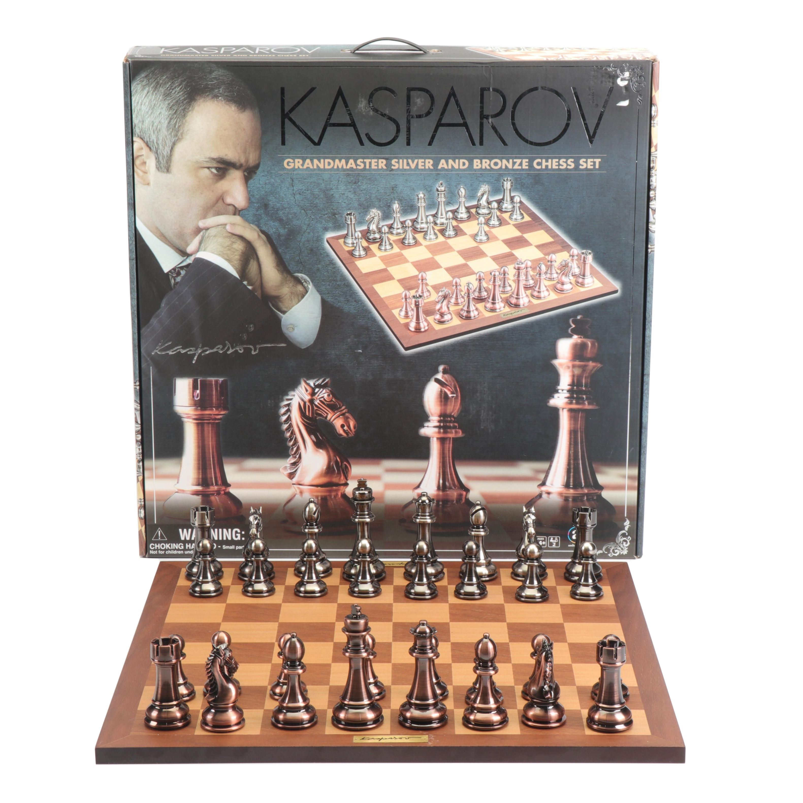 Kasparov Grandmaster Silver and Bronze Tone Chess Set