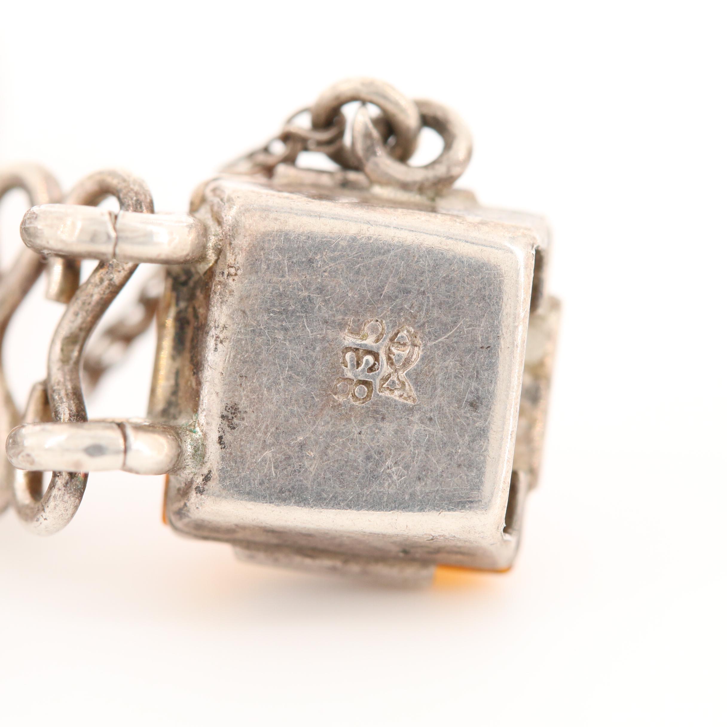 Fischland German Modernist 835 Silver Amber Bracelet