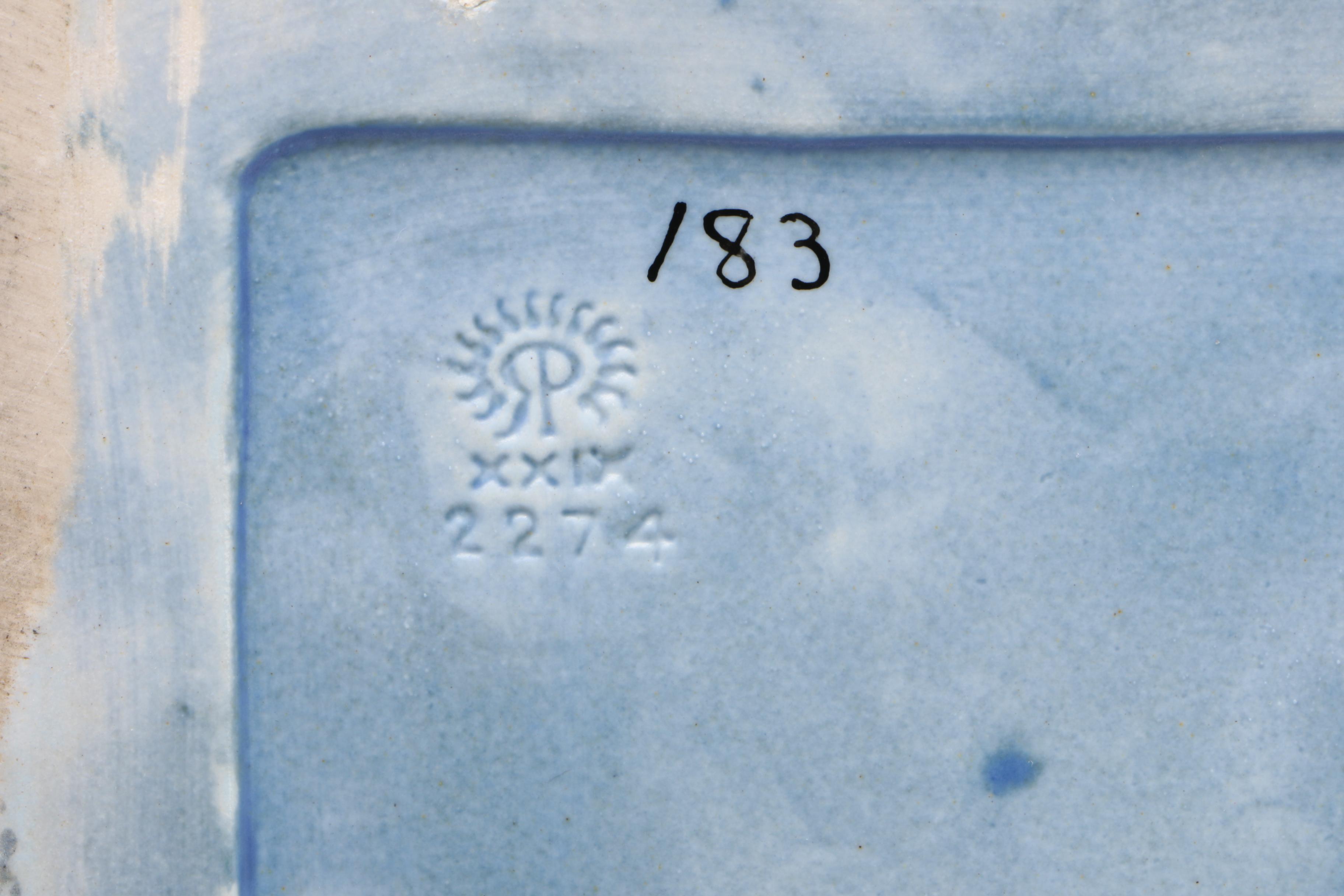 Rookwood Pottery Blue "Rook" Bookends, 1929