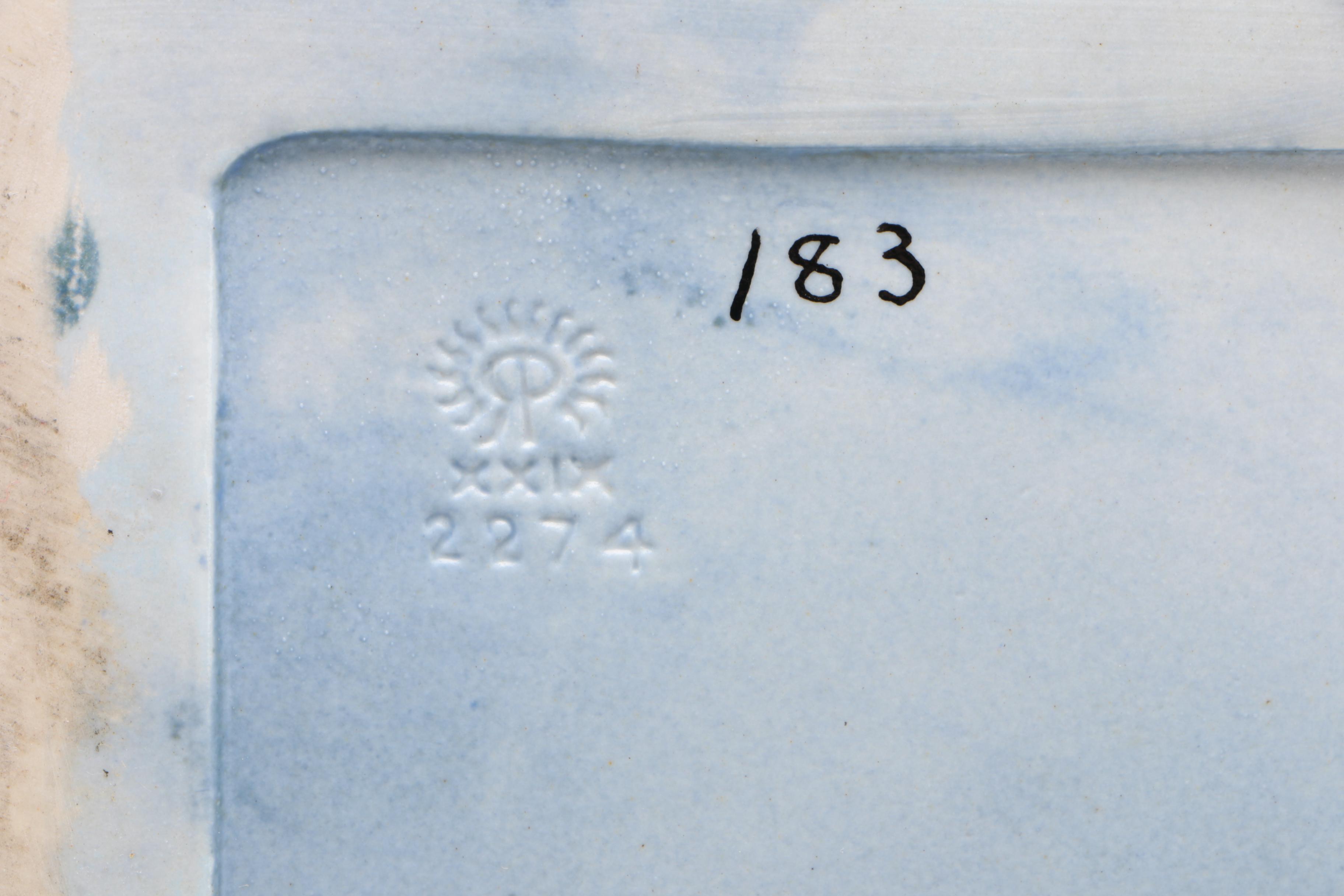 Rookwood Pottery Blue "Rook" Bookends, 1929