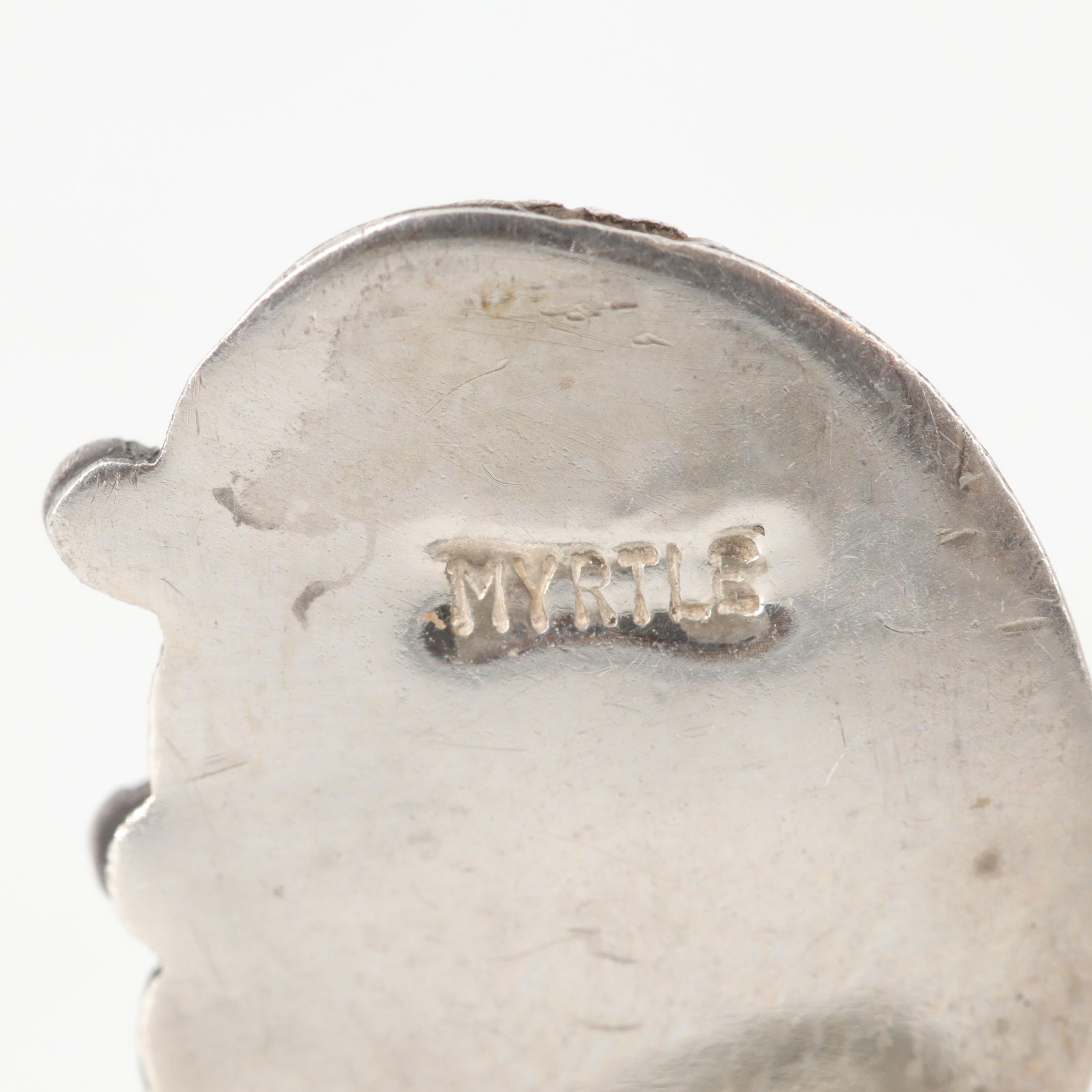 Vintage Ellen Myrtle Navajo Diné Sterling Turquoise Earrings and Silver Brooch