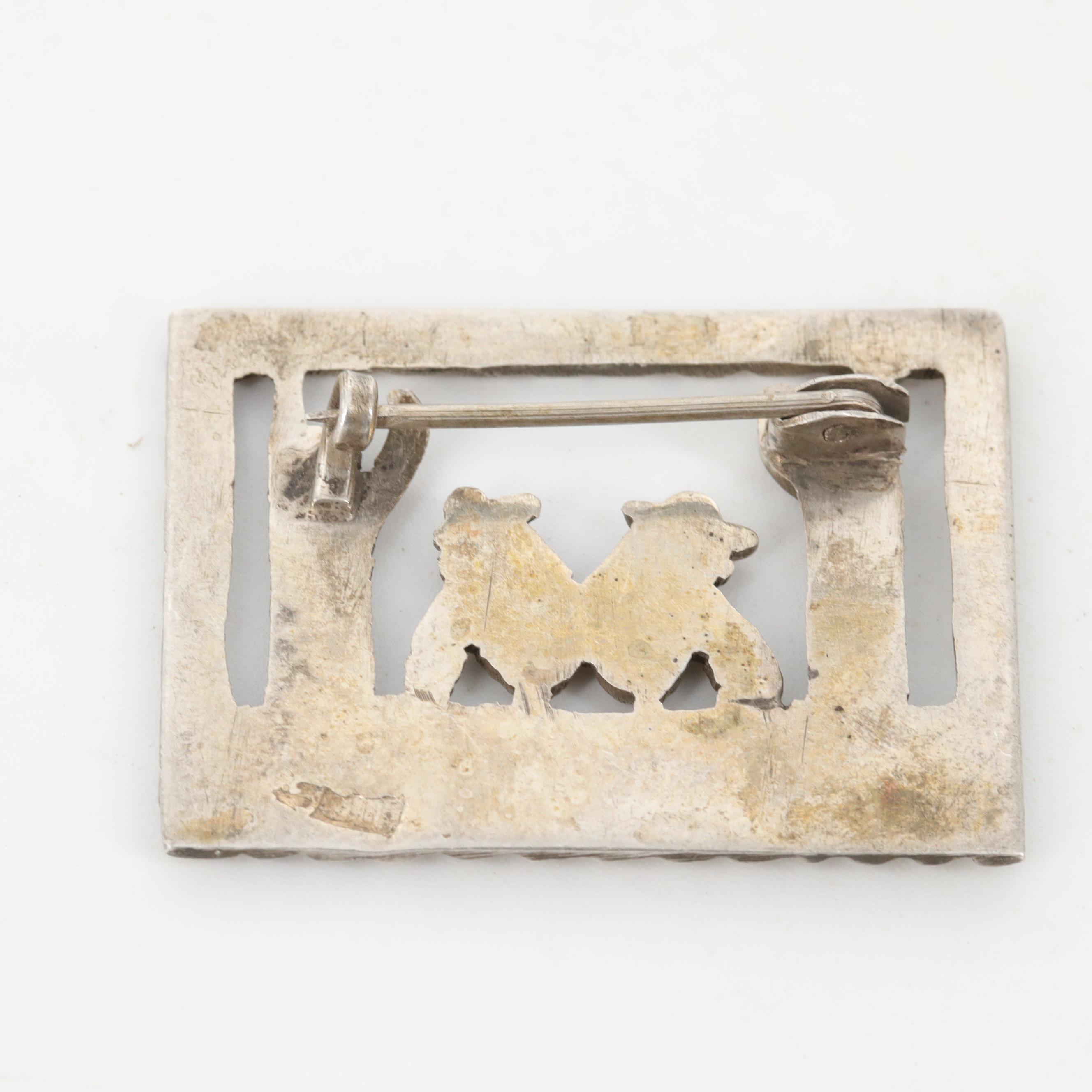 Vintage Ellen Myrtle Navajo Diné Sterling Turquoise Earrings and Silver Brooch