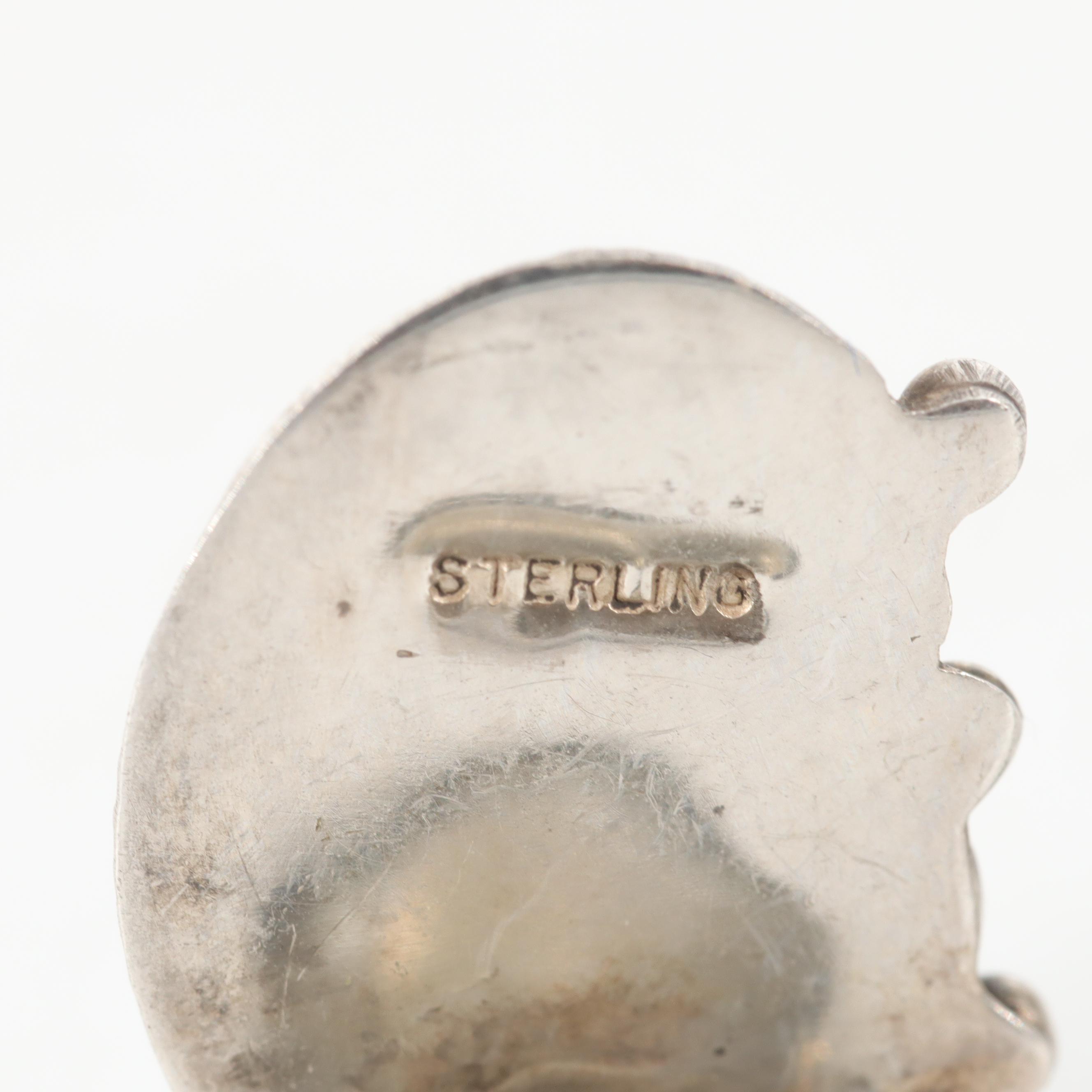 Vintage Ellen Myrtle Navajo Diné Sterling Turquoise Earrings and Silver Brooch