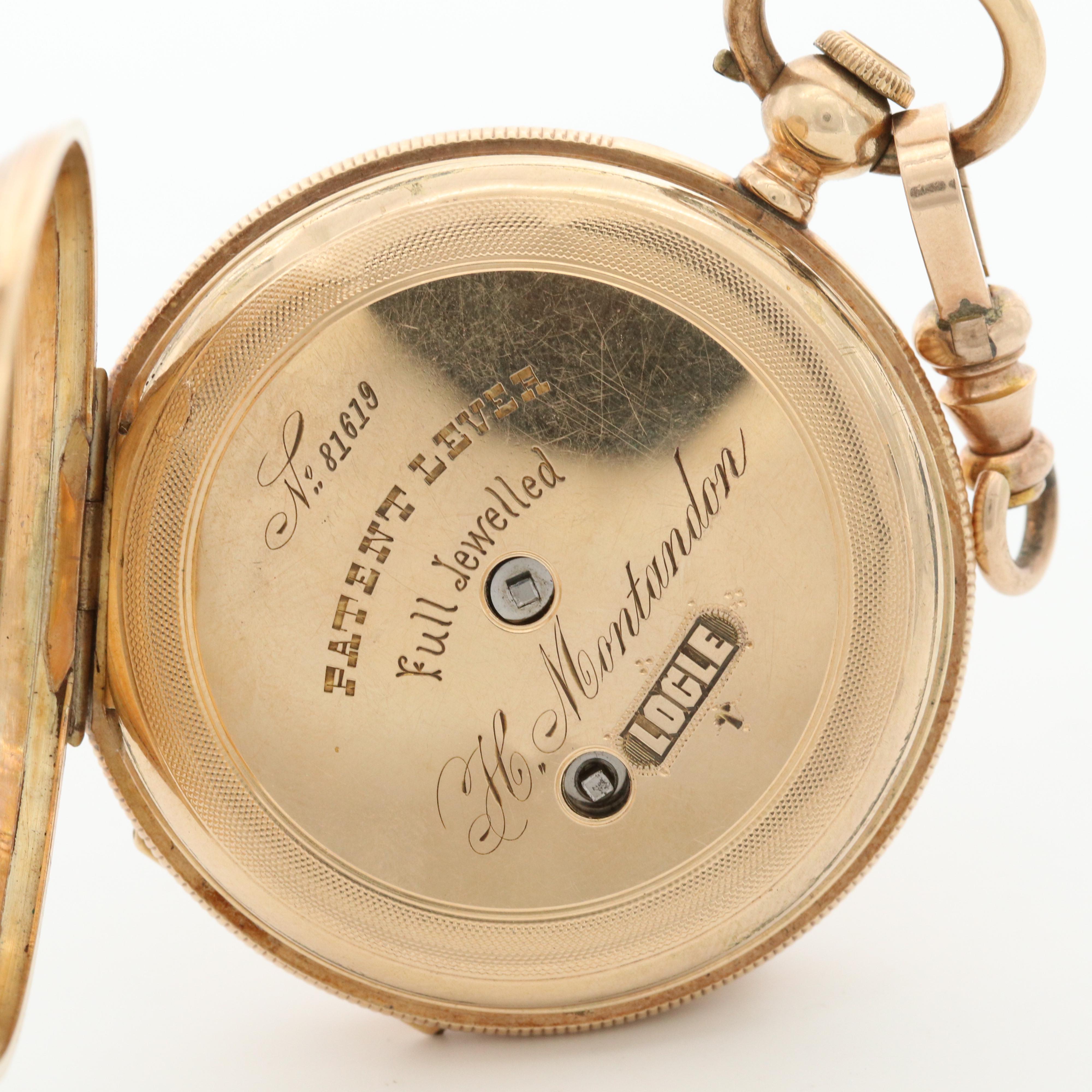 Antique H. Montandon 14K Gold Swiss Hunter Case Pocket Watch