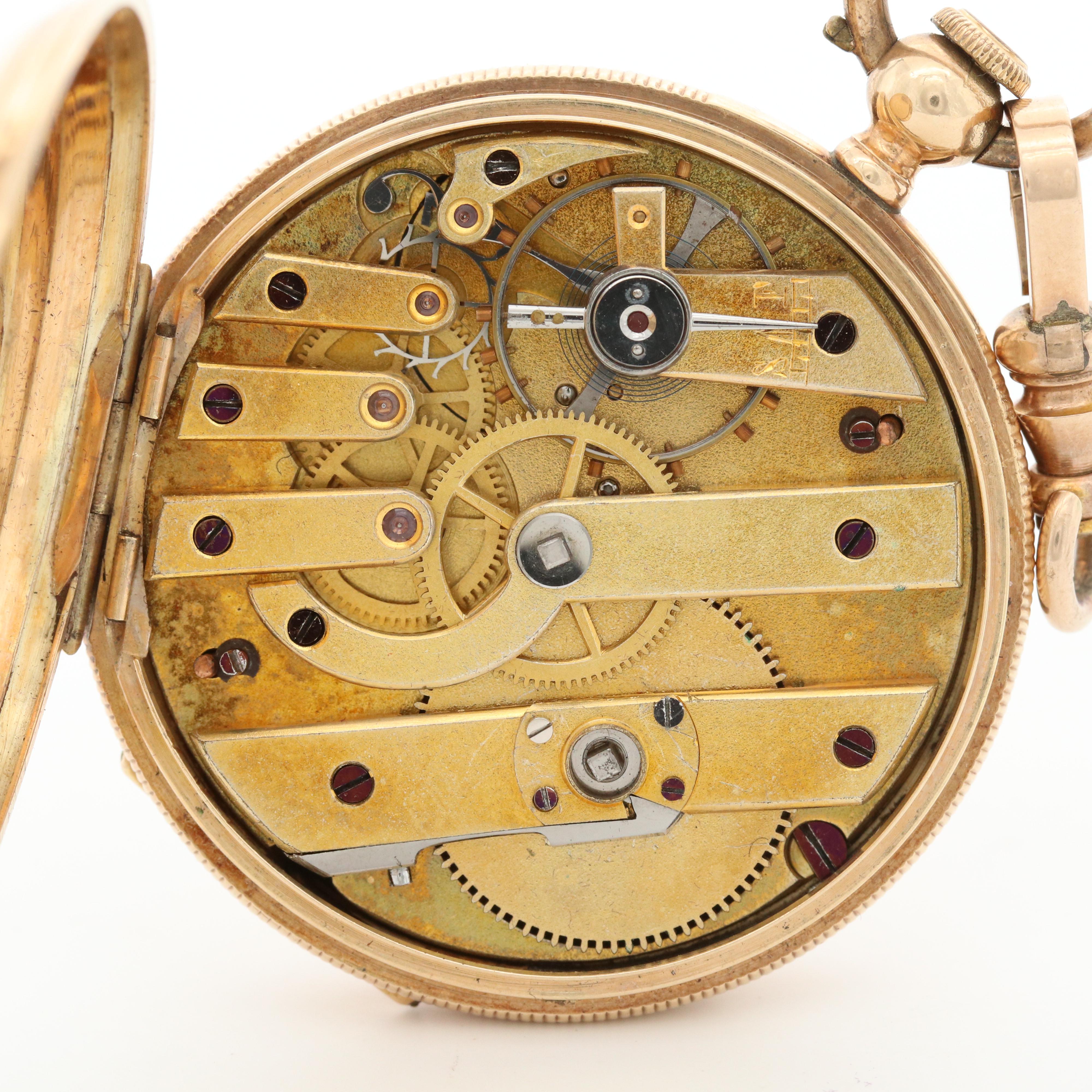 Antique H. Montandon 14K Gold Swiss Hunter Case Pocket Watch