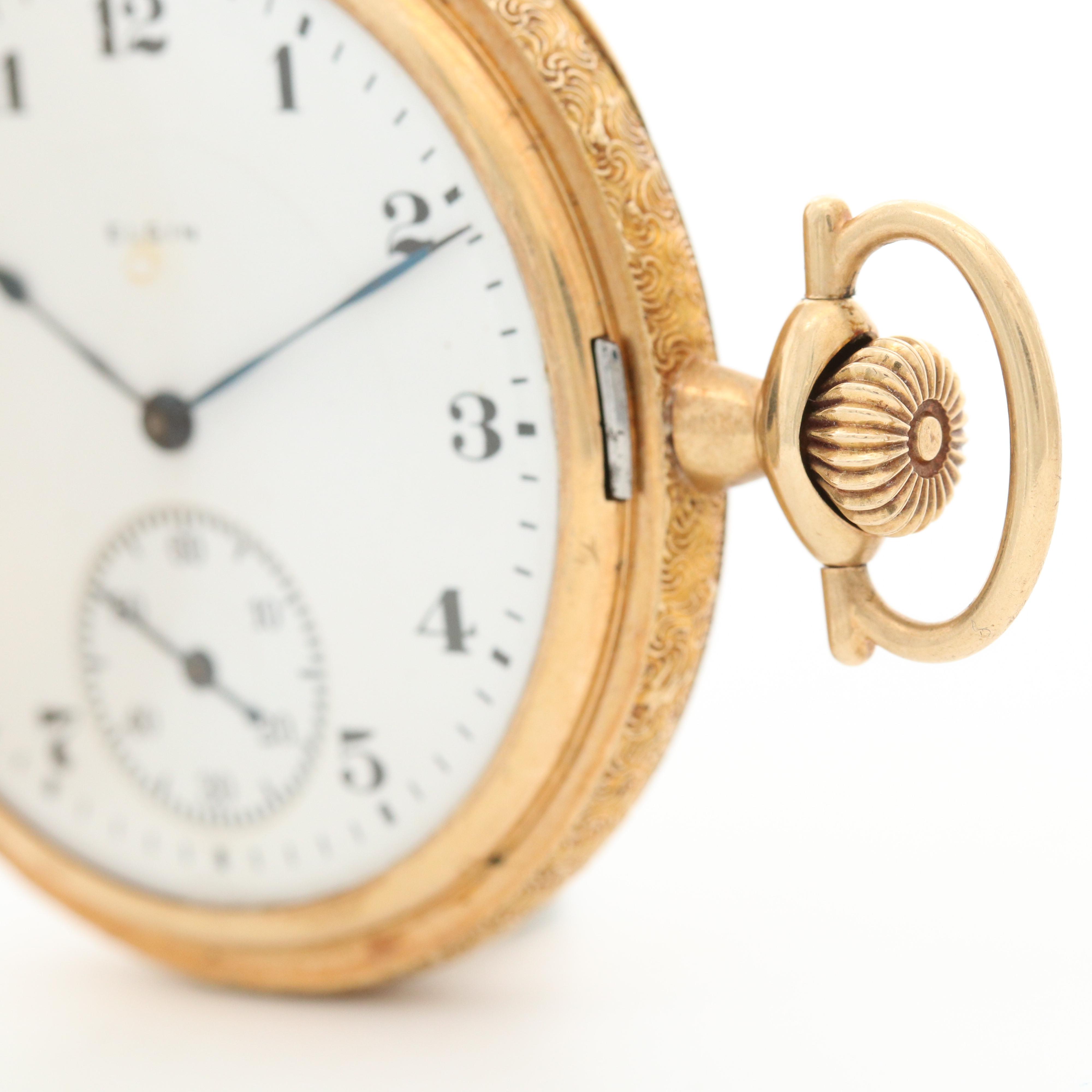 Antique 14K Gold Elgin Hunter Case Pocket Watch, 1921