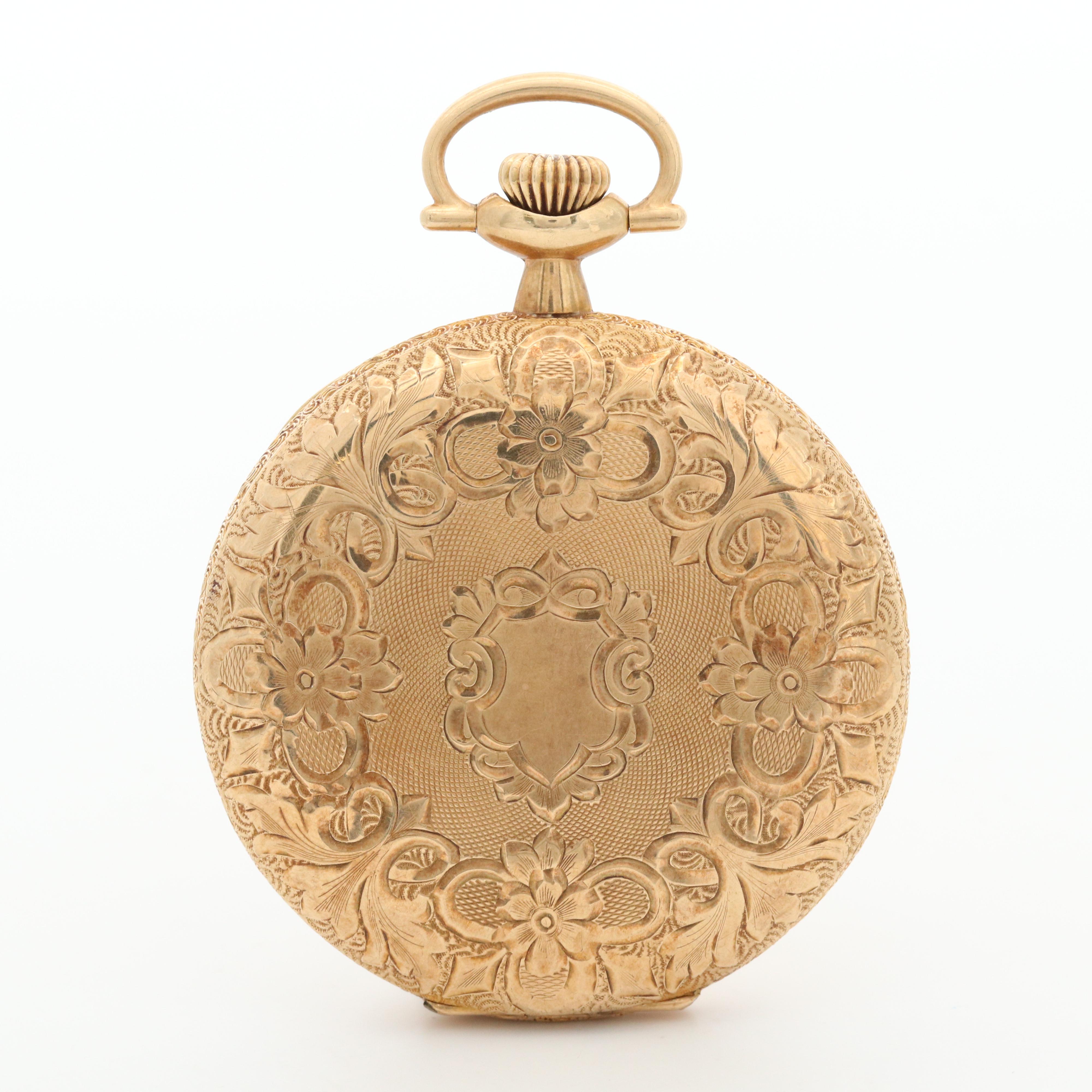 Antique 14K Gold Elgin Hunter Case Pocket Watch, 1921