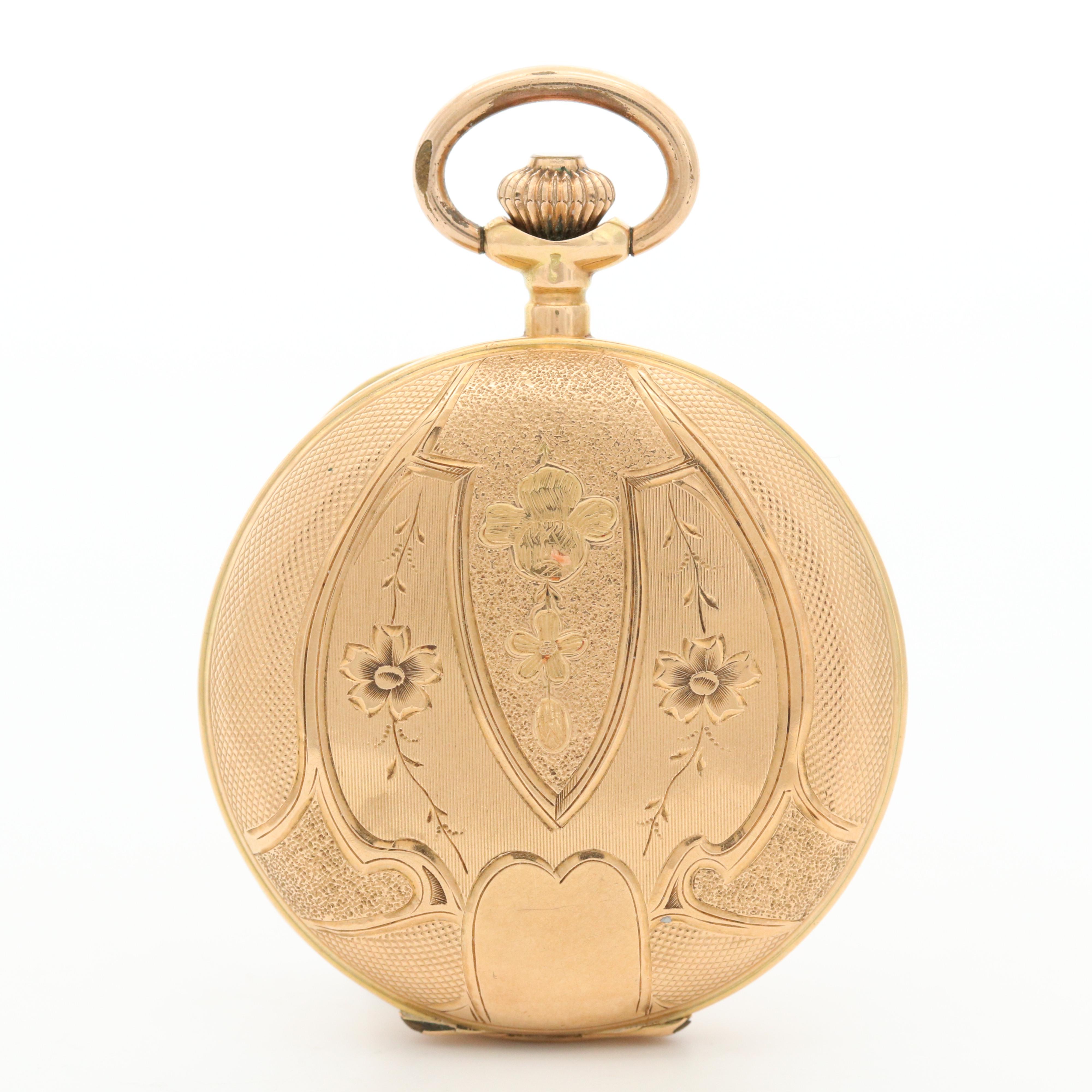 Antique Invicta 14K Gold Hunter Case Pocket Watch