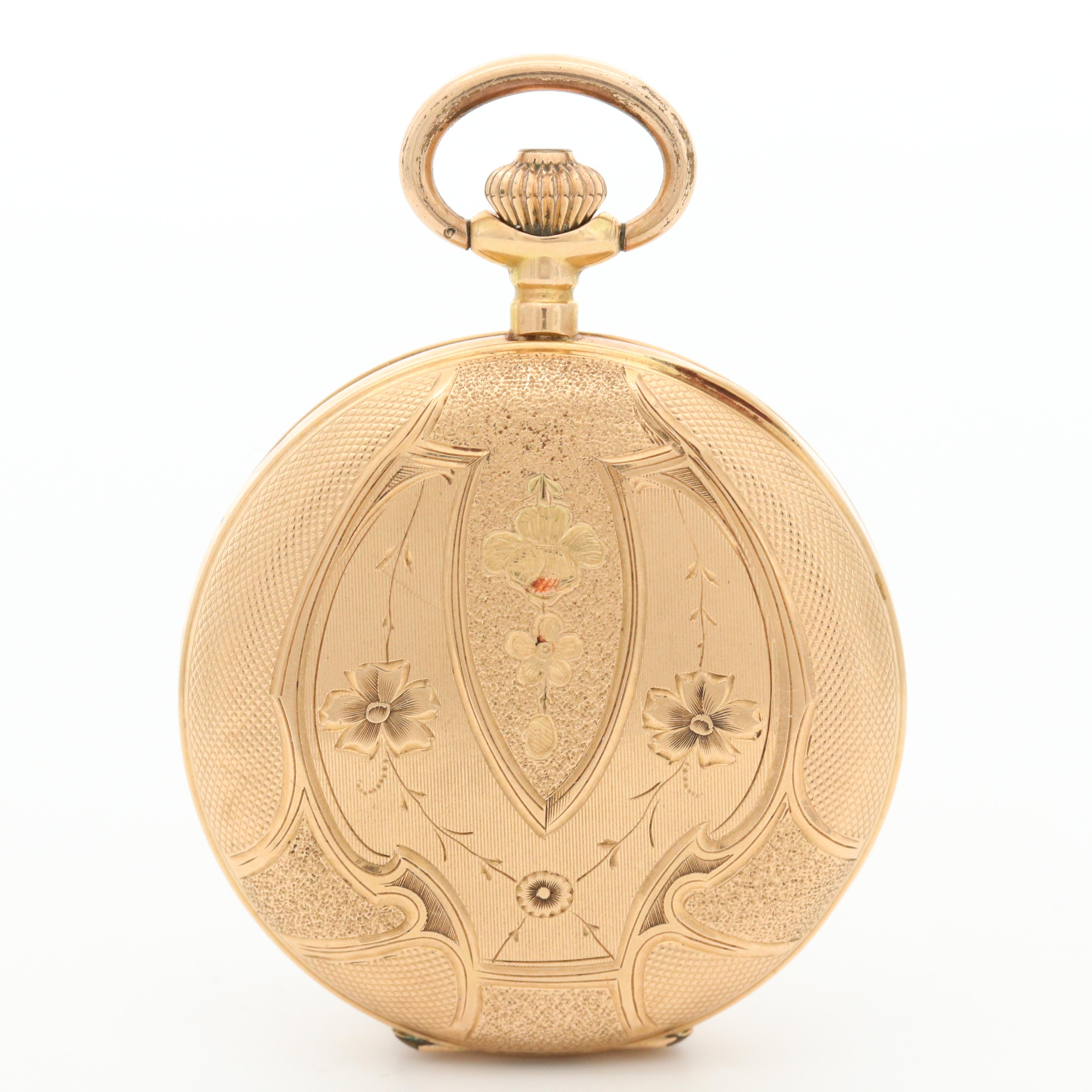 Antique Invicta 14K Gold Hunter Case Pocket Watch