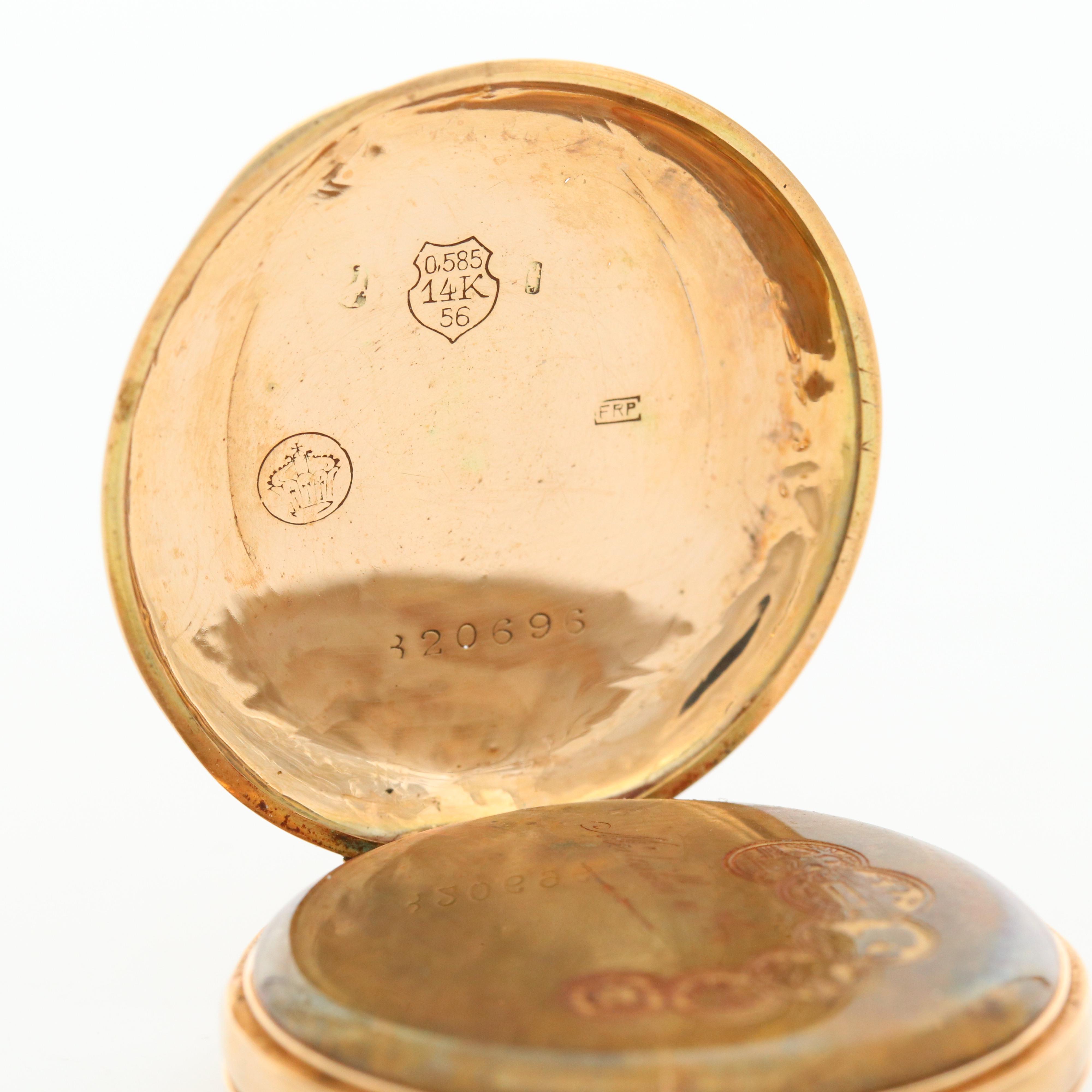 Antique Invicta 14K Gold Hunter Case Pocket Watch