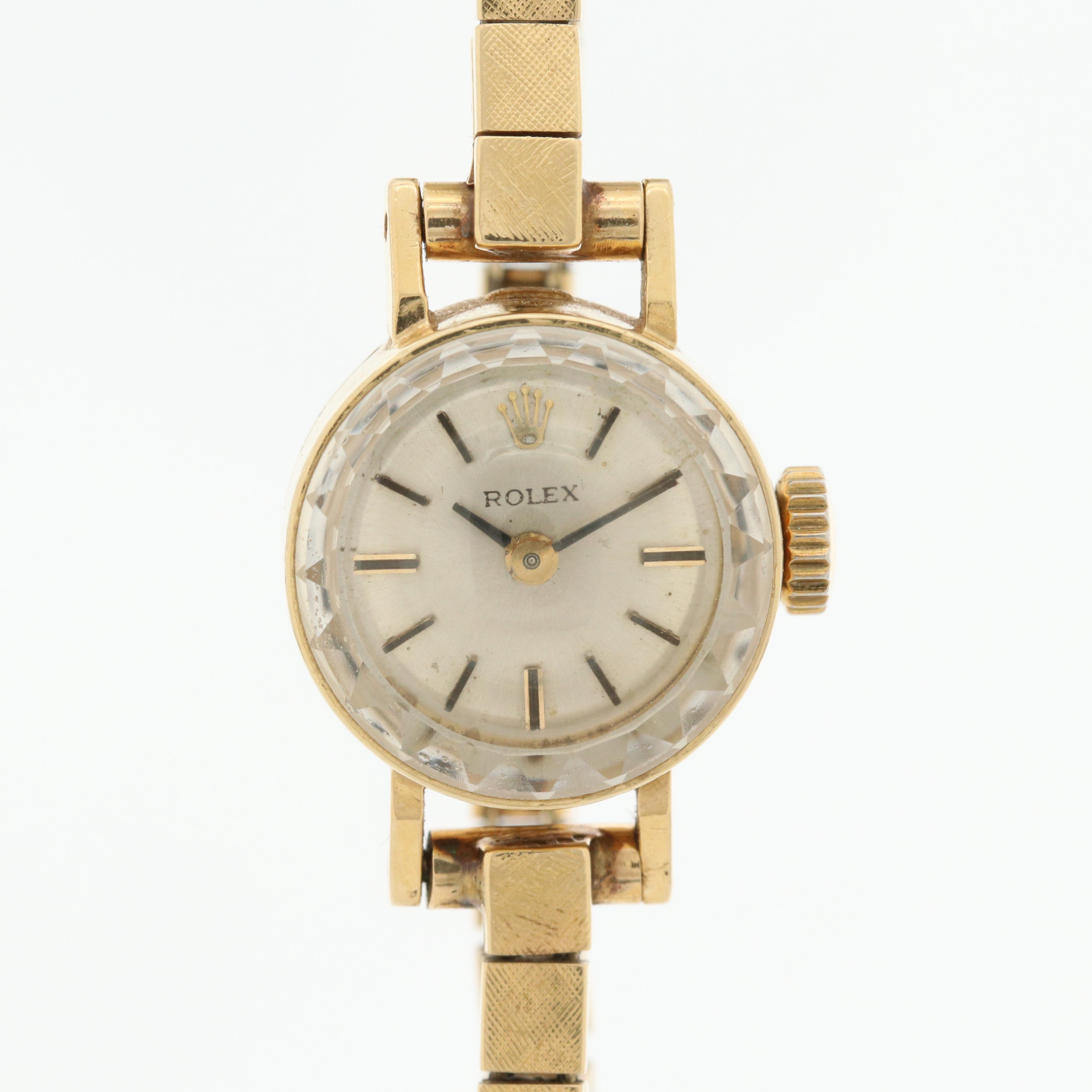 Vintage Rolex 14K Gold Stem Wind Cocktail Watch