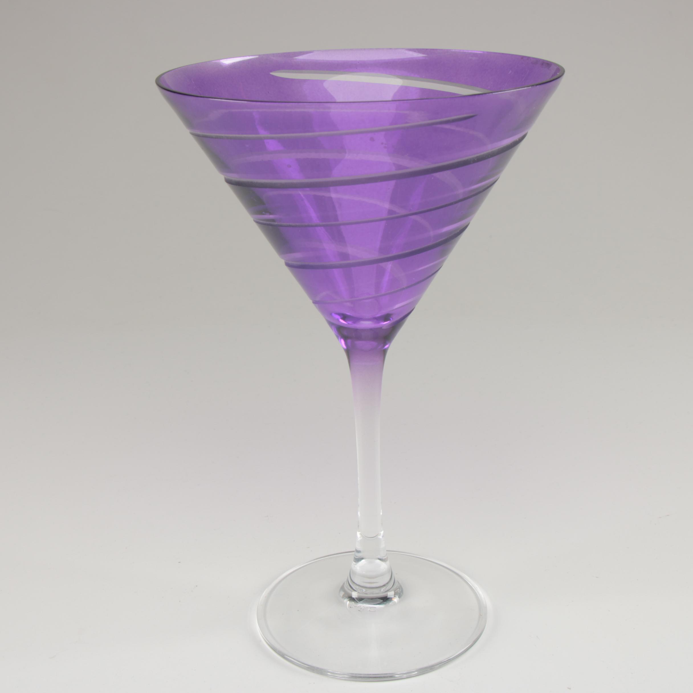 Mikasa "Cheers" Etched Colored Martini Glasses