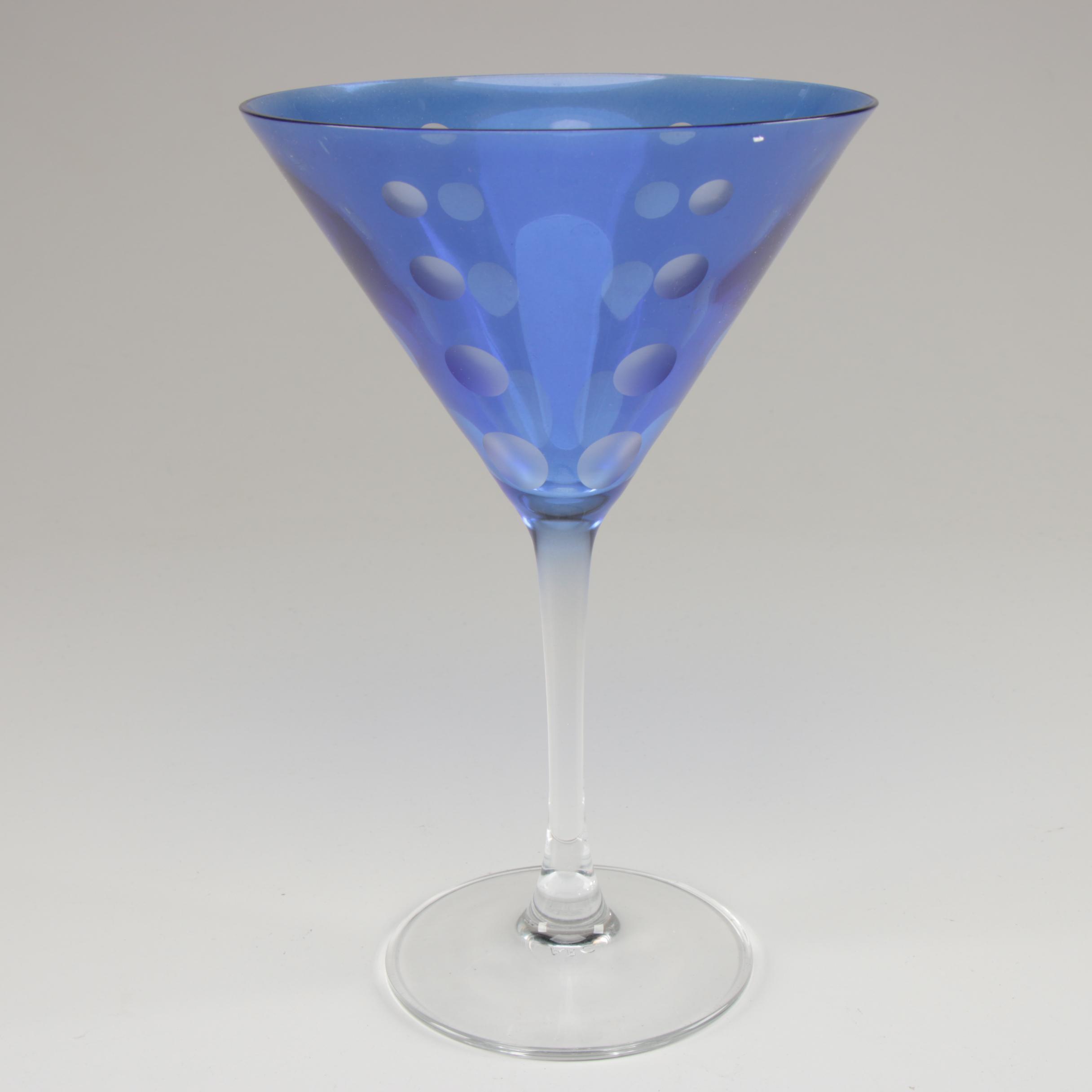 Mikasa "Cheers" Etched Colored Martini Glasses