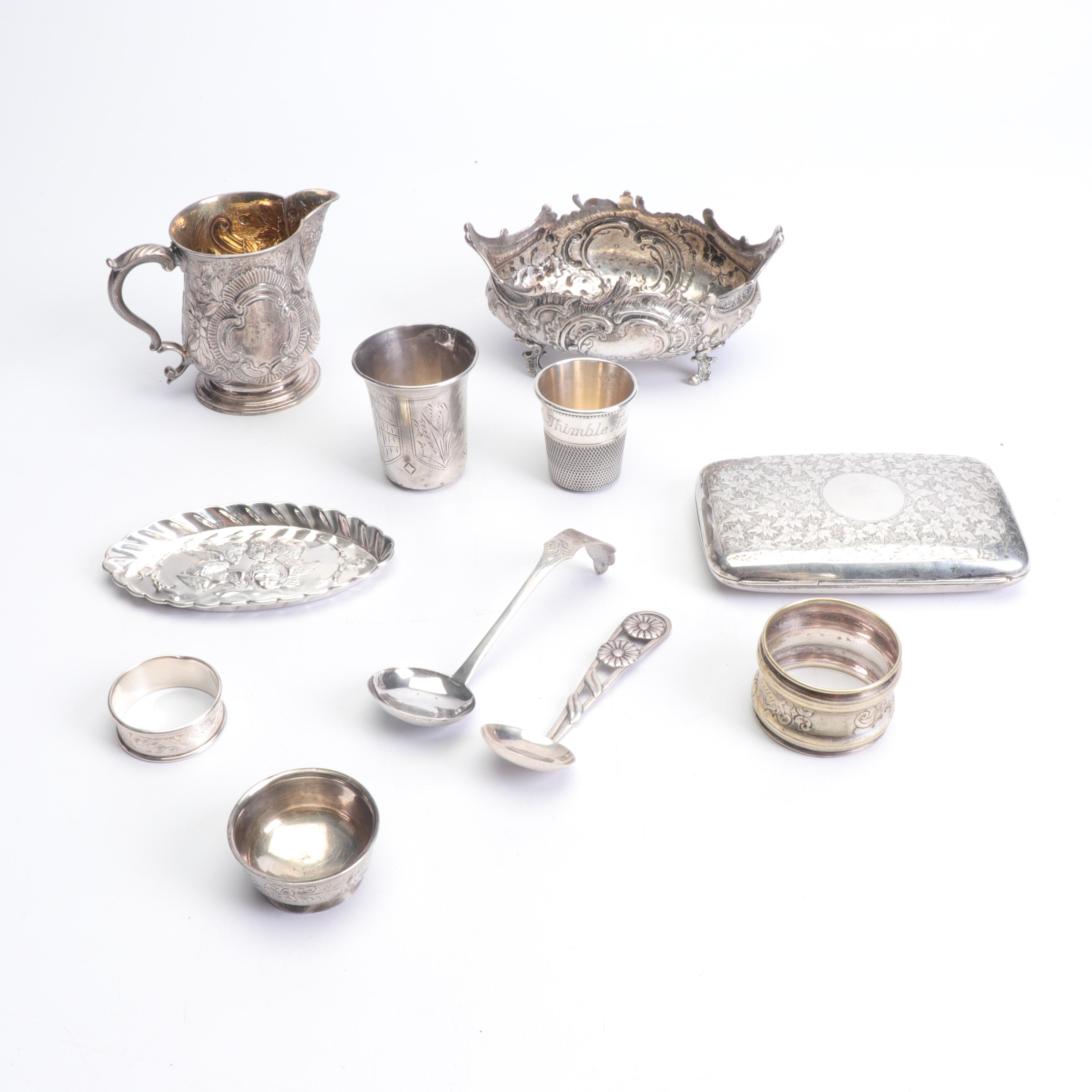 Silver Plate and 800 Silver Table Decor