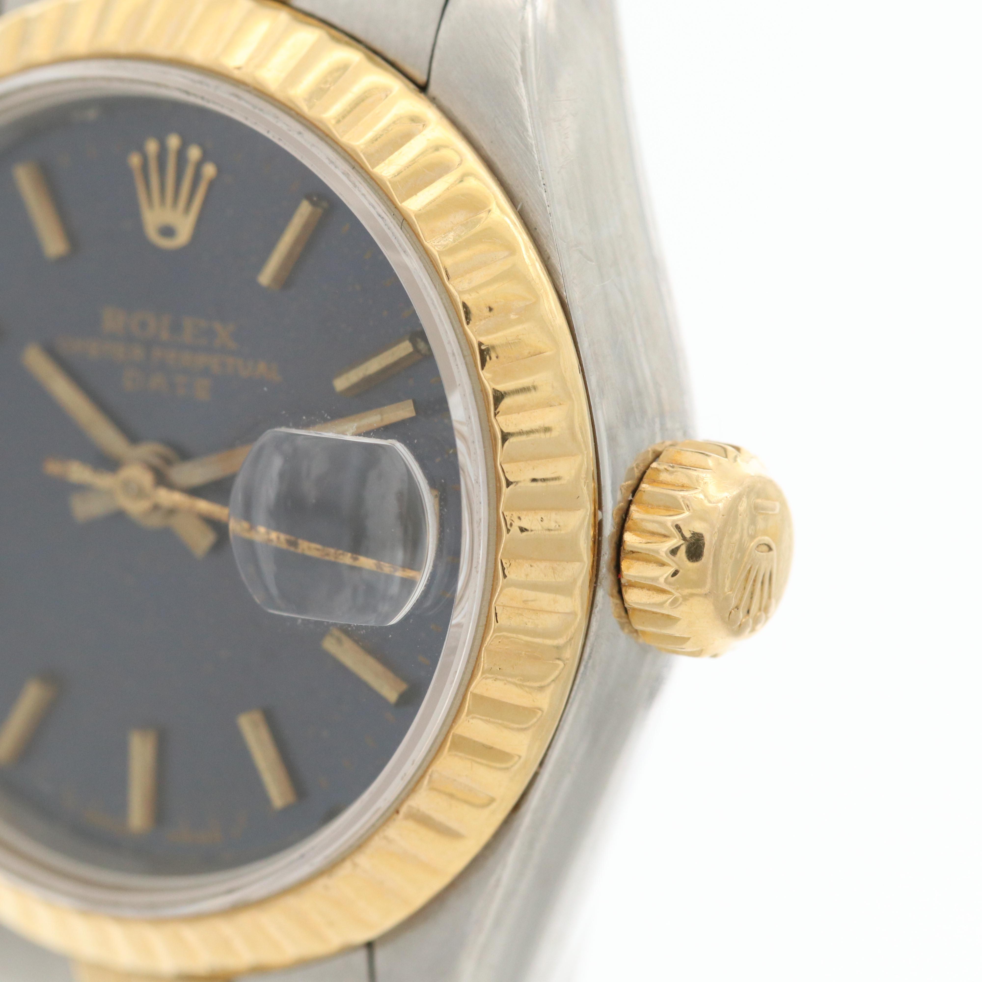 Rolex Oyster Perpetual Date 18K Gold and Stainless Steel Automatic Watch, 1984