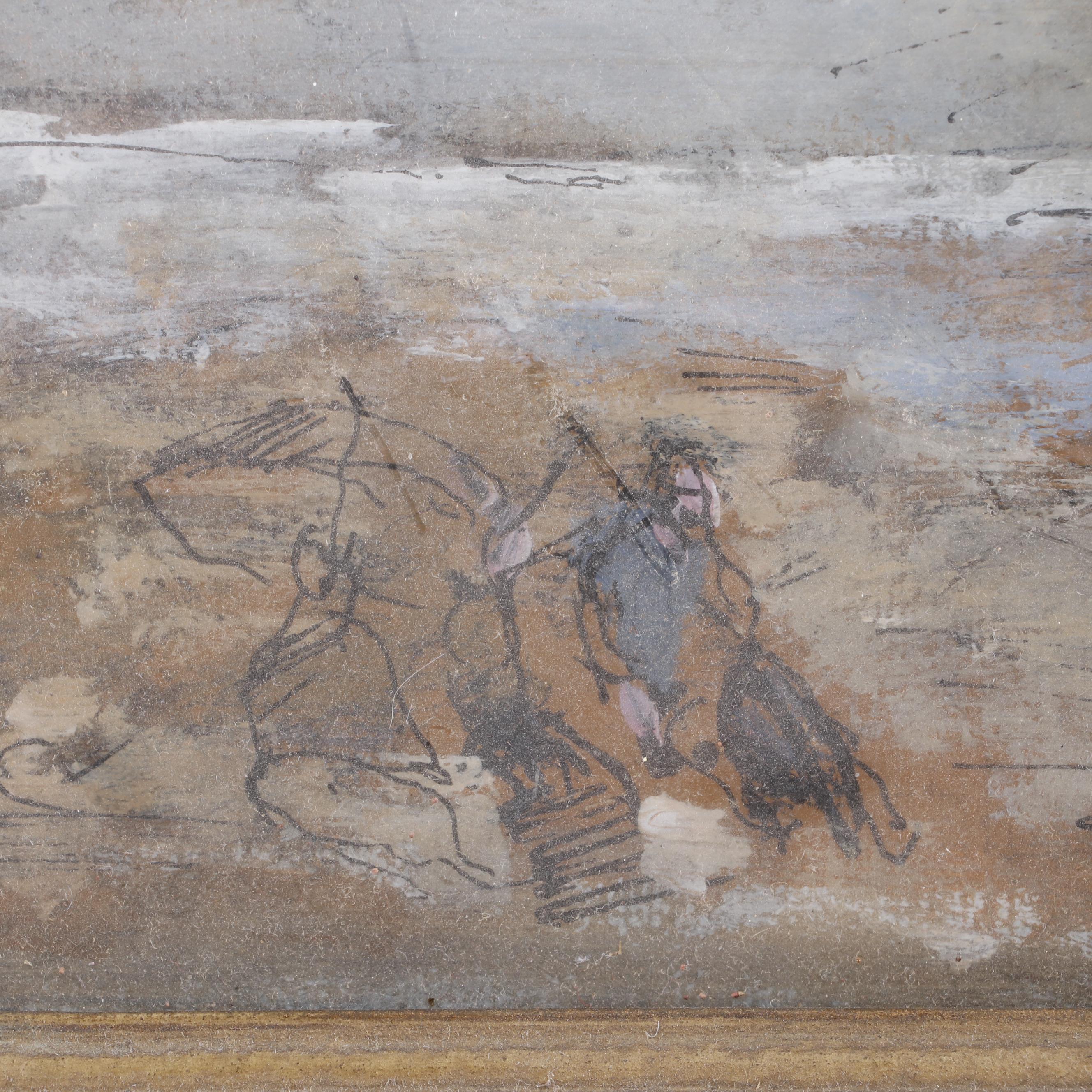 Early 20th Century Beach Scene Oil Painting