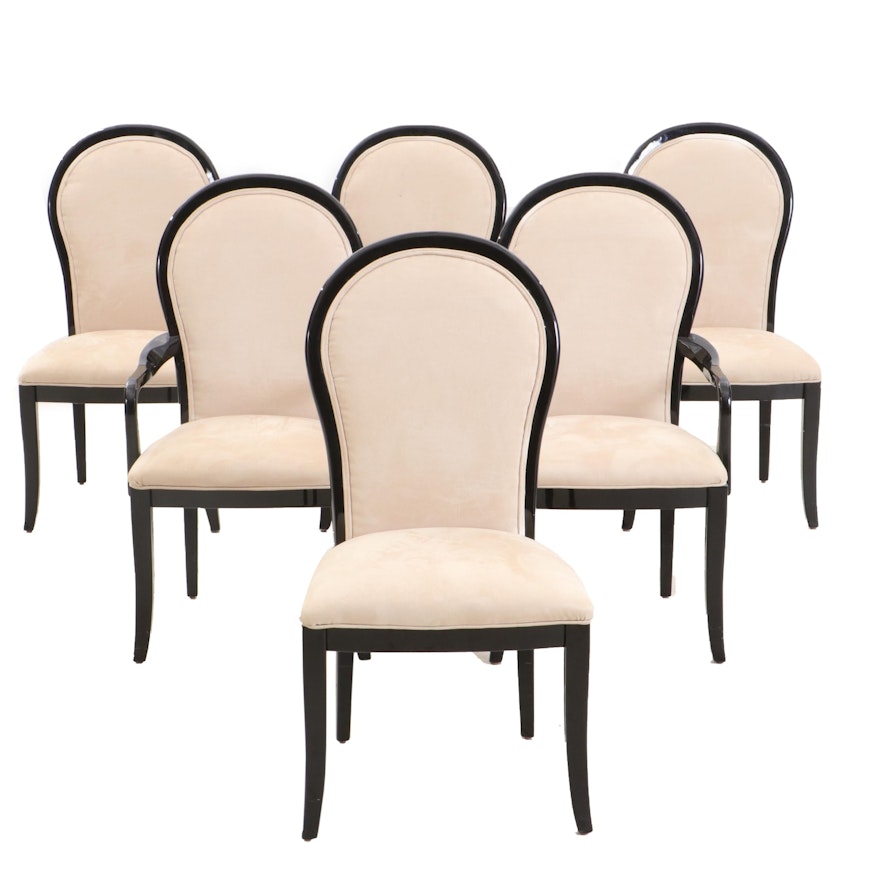 Six Black Lacquered Dining Chairs by Century