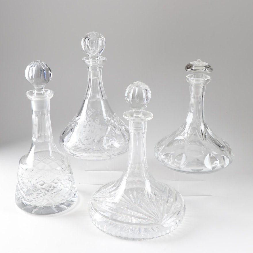 Vintage Lead Crystal Ship's and Wine Decanters Featuring Marquis by Waterford