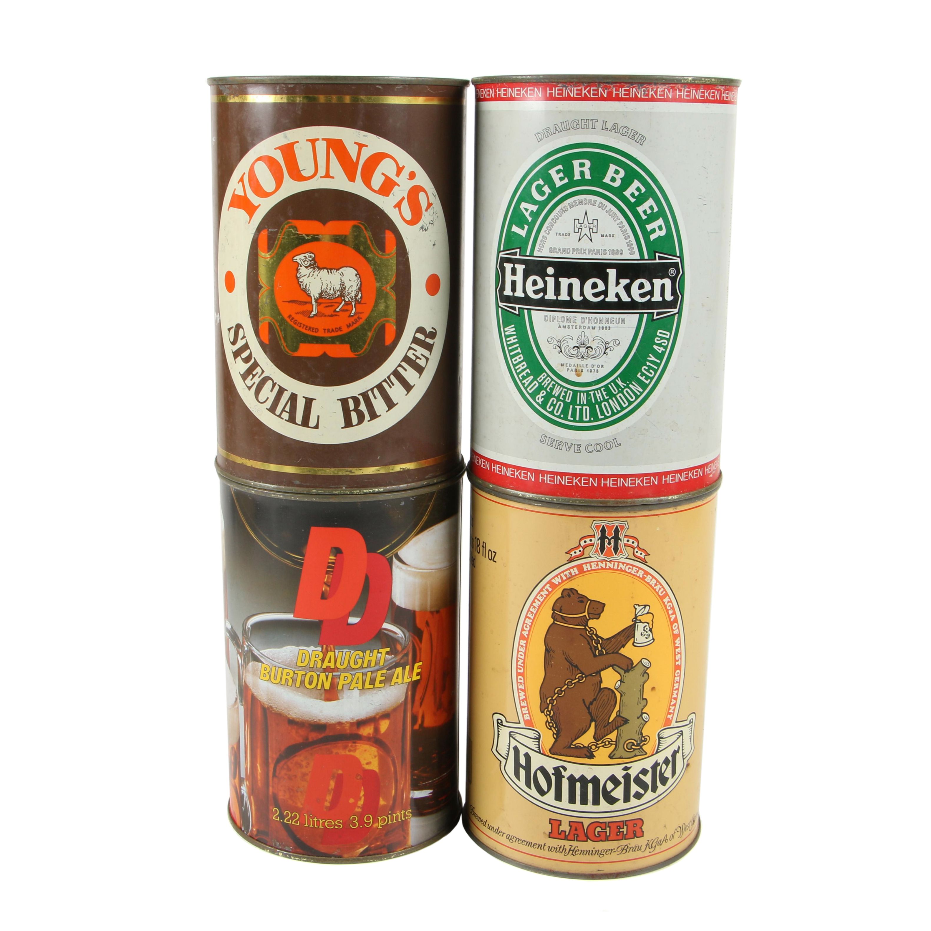 Heineken and Other 22.2 Liter Flat Top Beer Cans