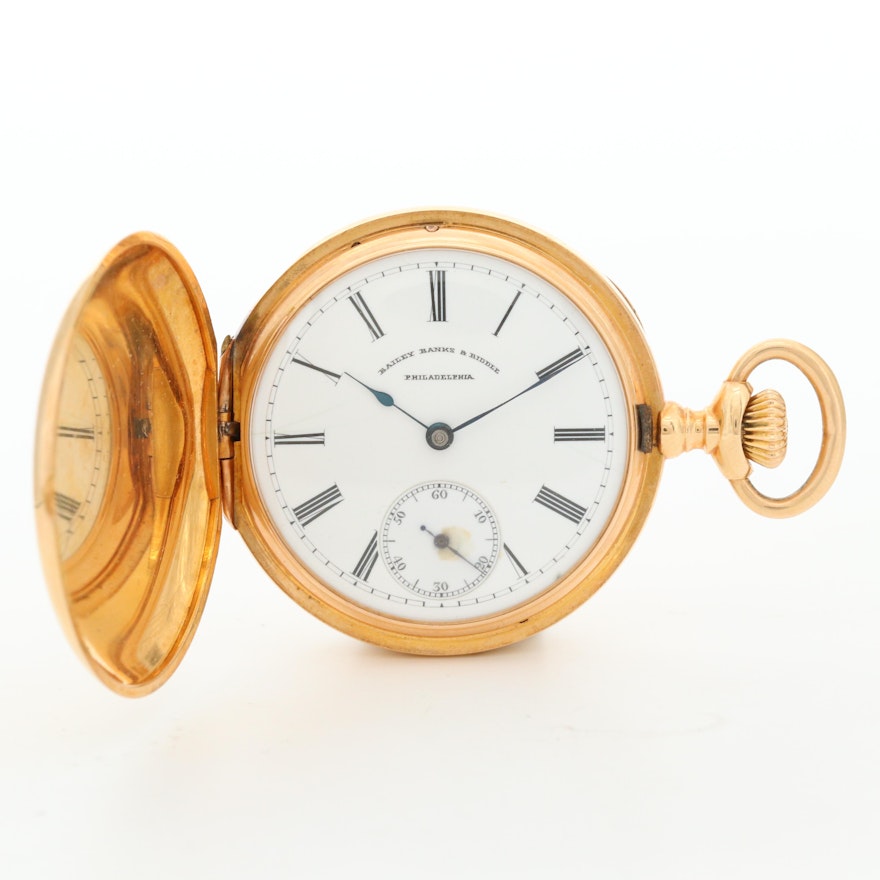 Antique Patek Philippe For Bailey, Banks and Biddle 18K Gold Pocket Watch