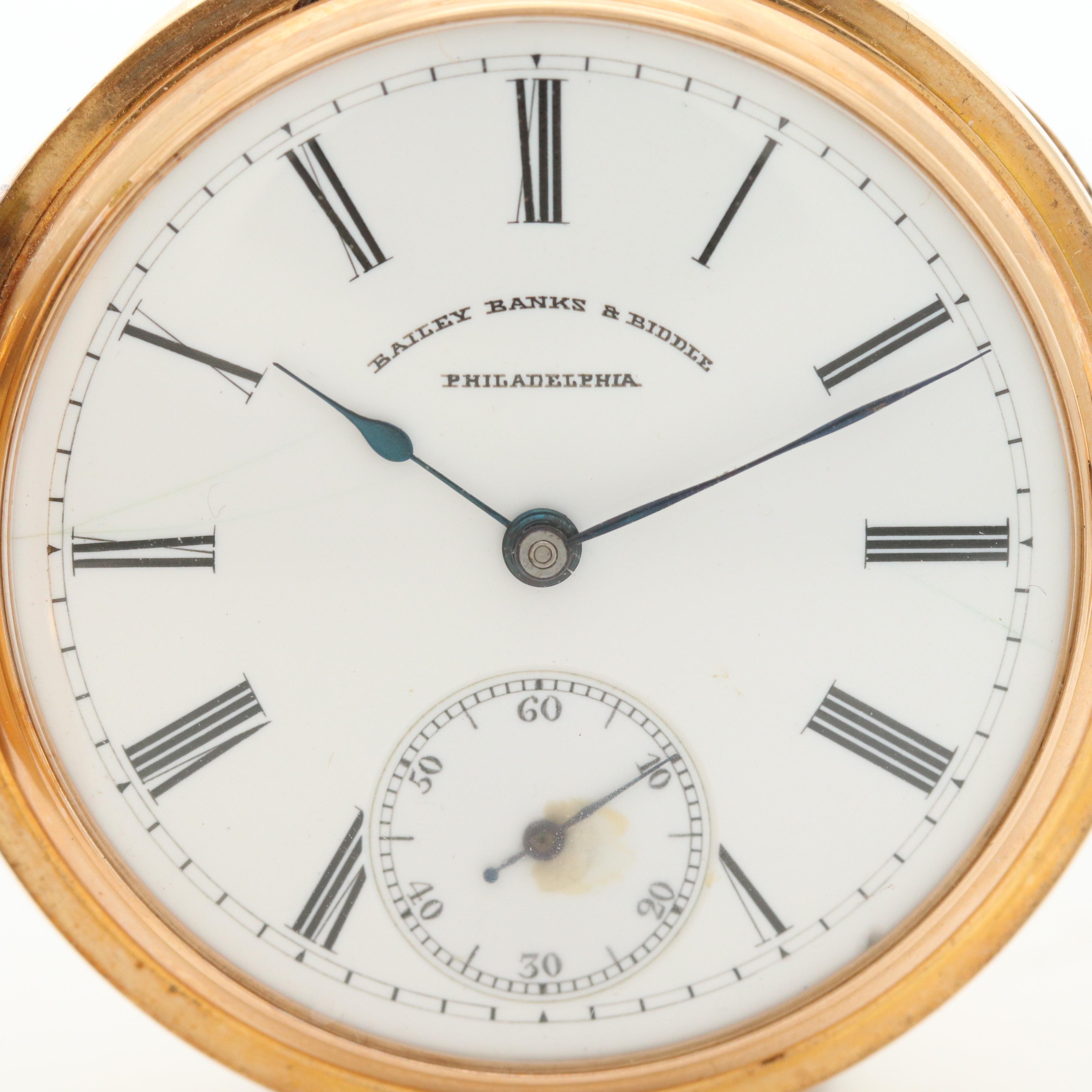 Antique Patek Philippe For Bailey, Banks and Biddle 18K Gold Pocket Watch