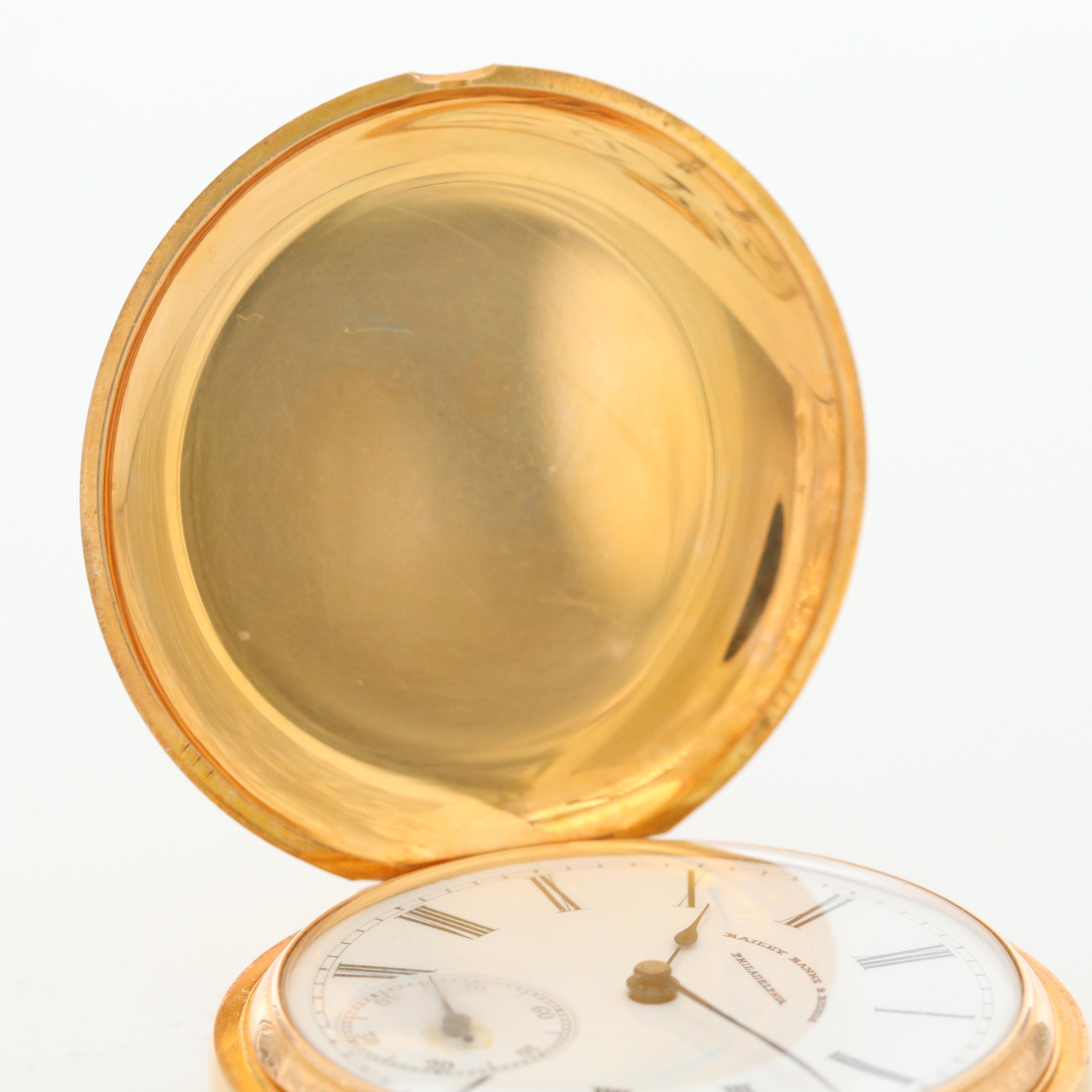 Antique Patek Philippe For Bailey, Banks and Biddle 18K Gold Pocket Watch