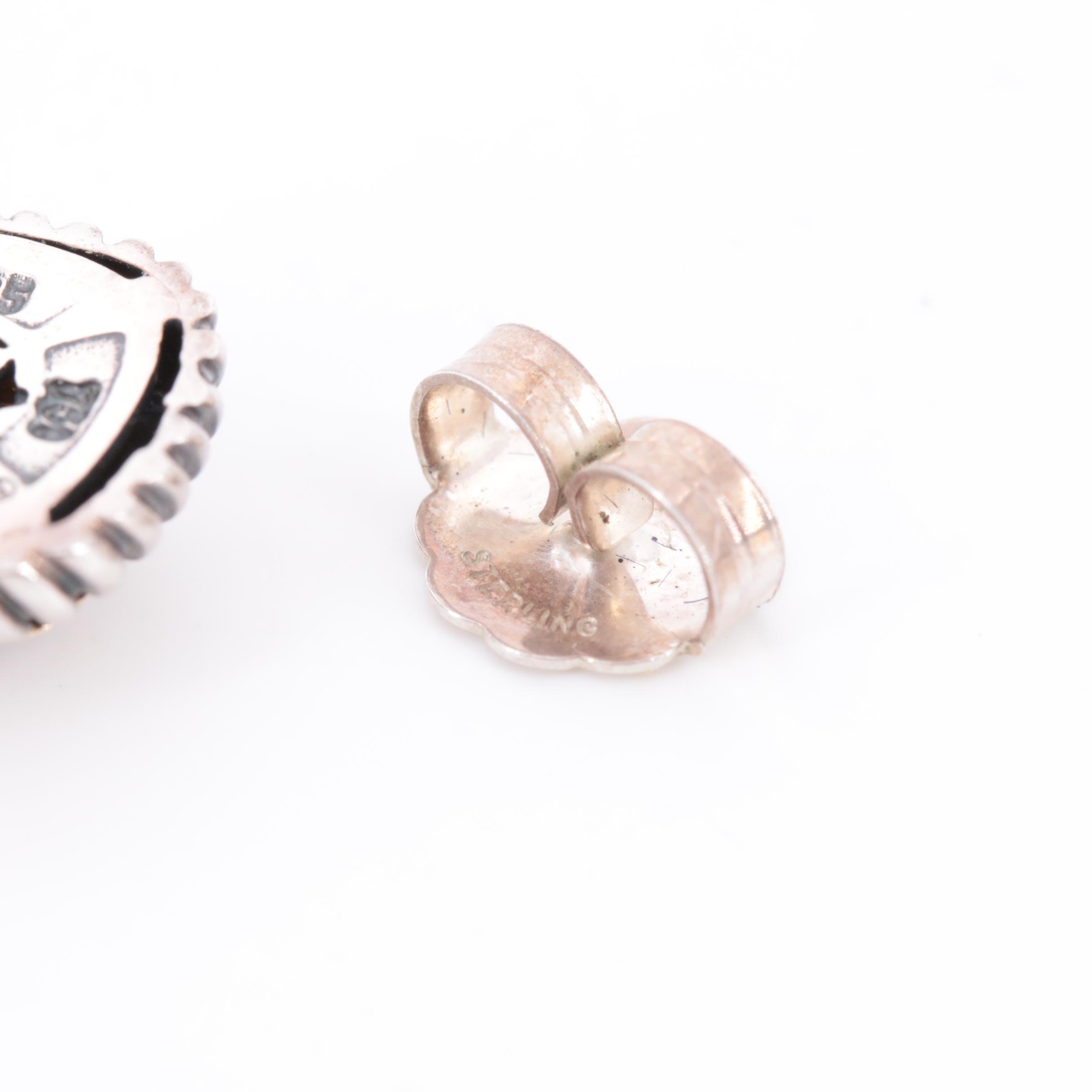 David Yurman Sterling Silver Diamond Pavé Earrings with 18K Yellow Gold Accent