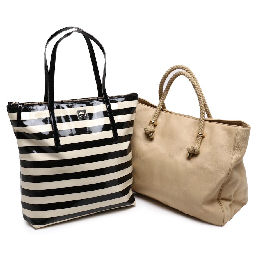 Kate Spade Tan Leather Tote Bag and Kate Spade Stripe Tote Bag