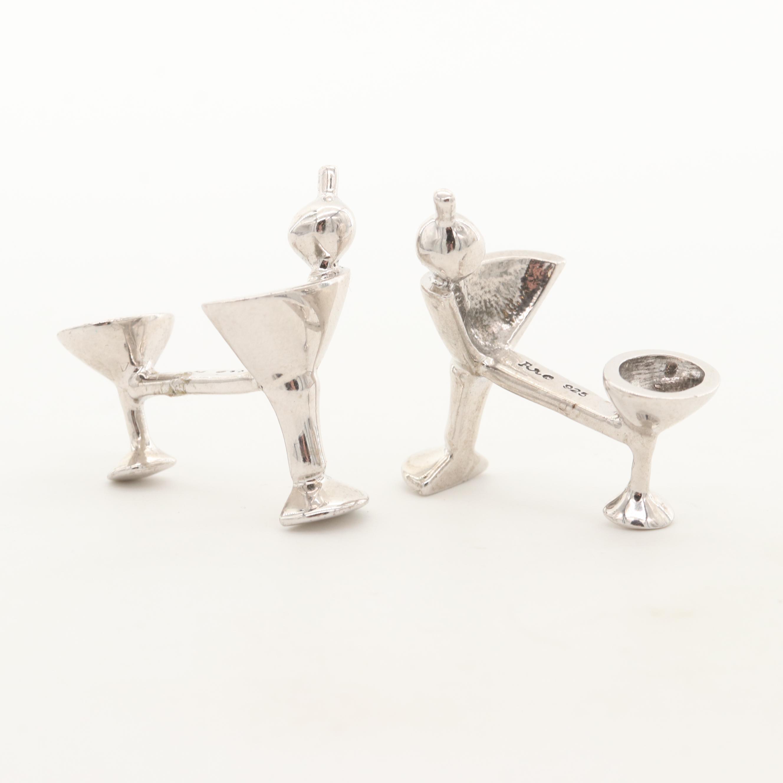 Robin Rotenier Sterling Silver Martini Glass Motif Cufflinks