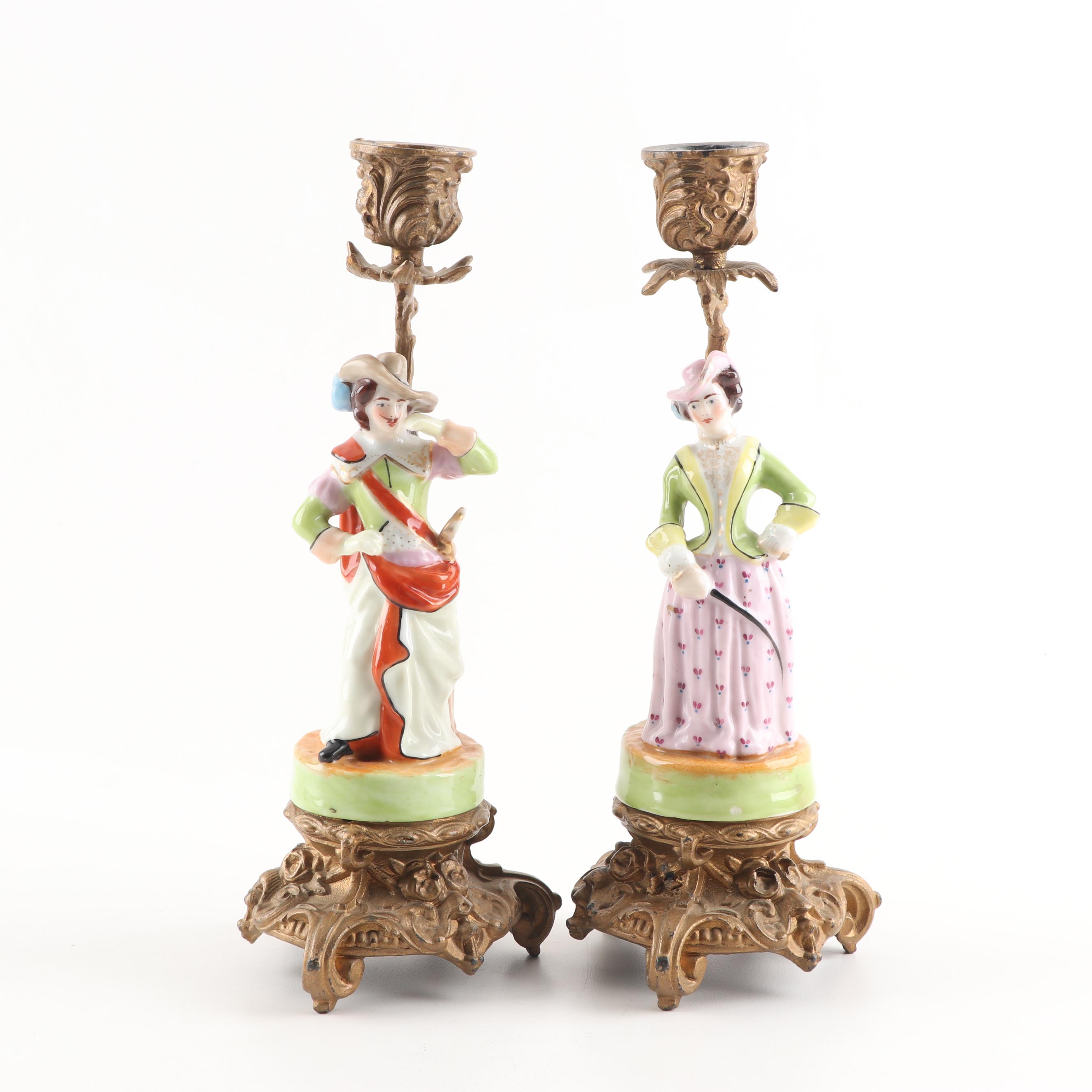 Vintage Porcelain Figurine Candle Holders