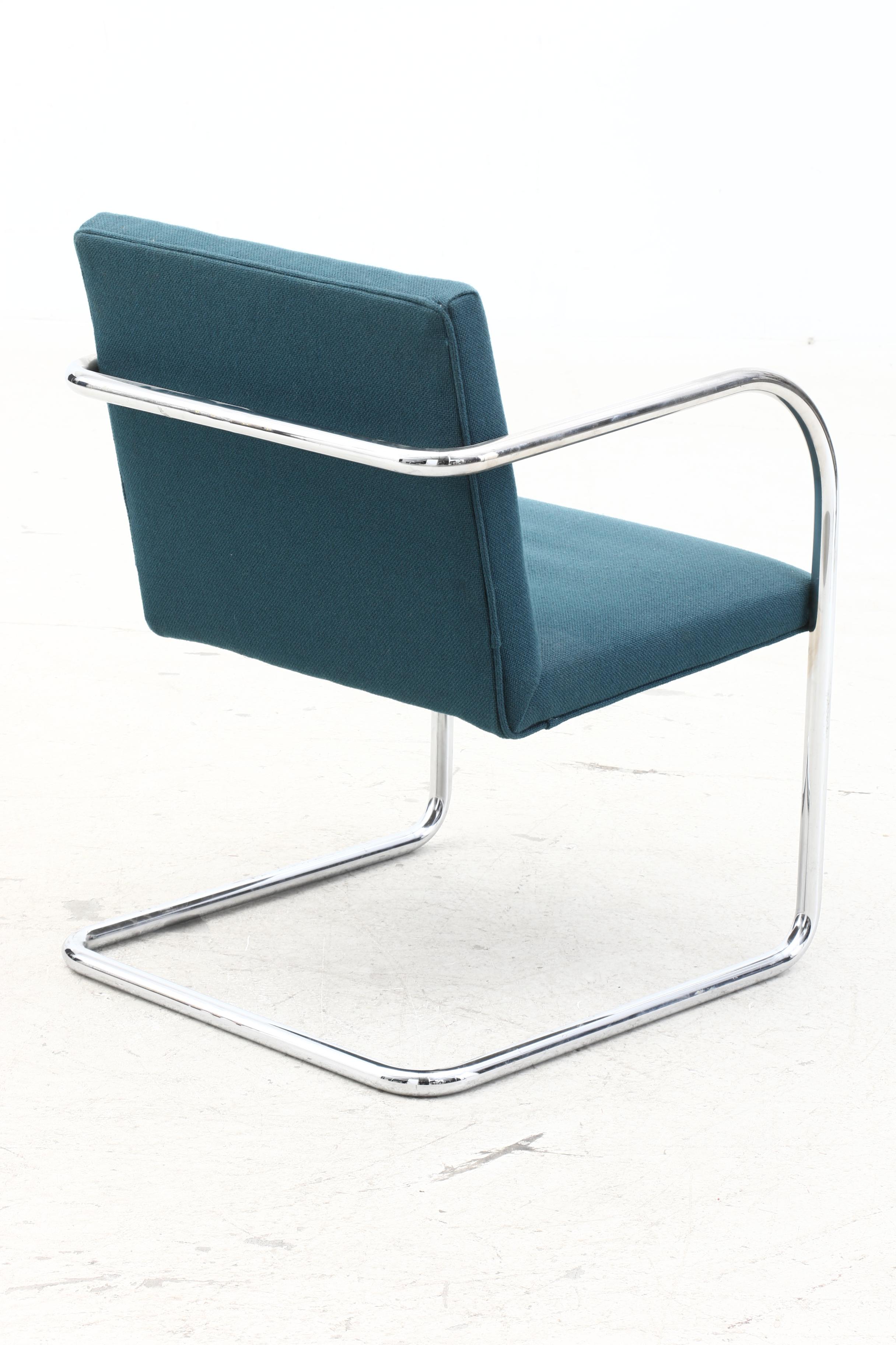 Pair of Thonet Cantilever Chromed Steel and Upholstered Armchairs, 1980s