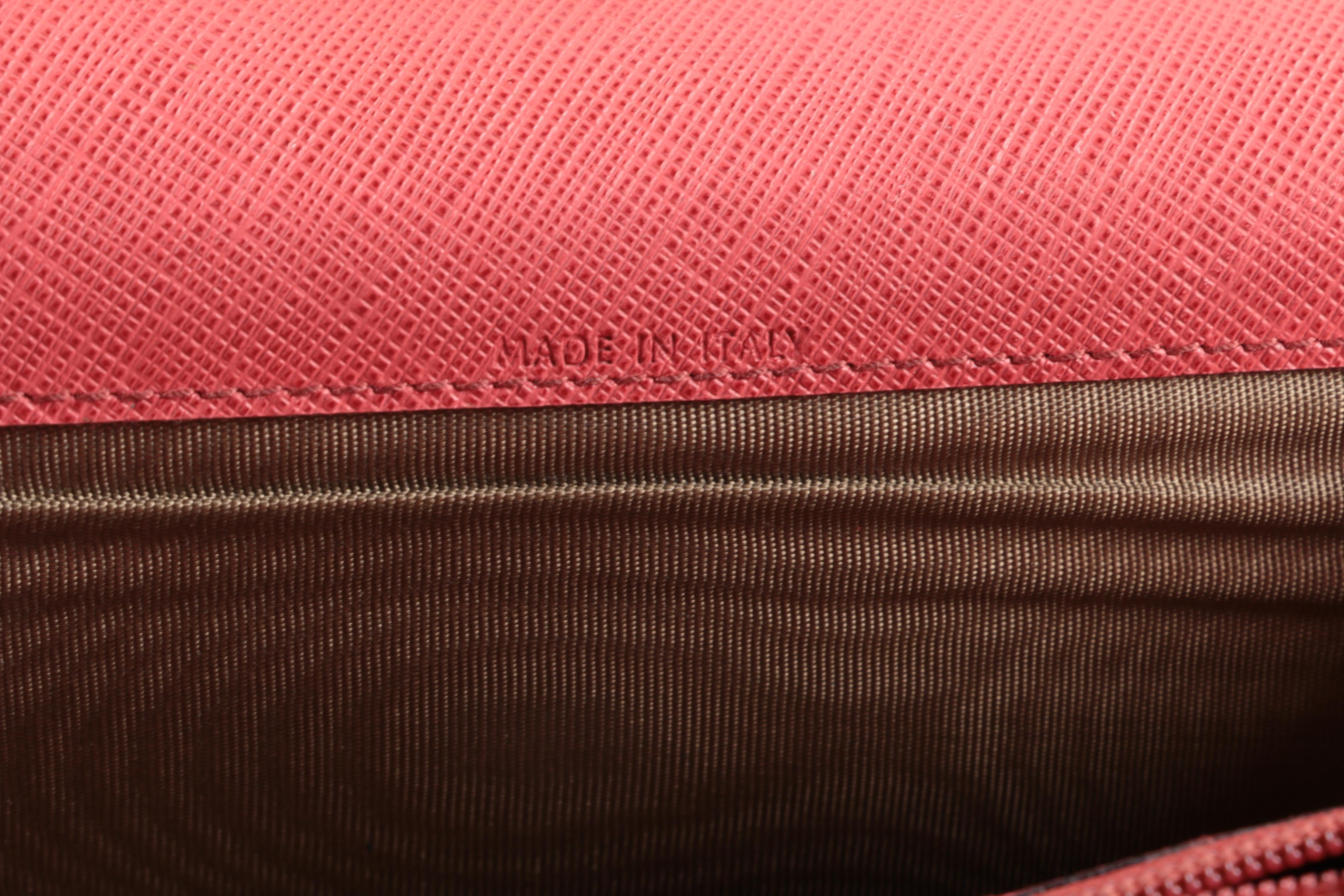 Salvatore Ferragamo Gancini Icona Continental Wallet in Coral Saffiano Leather