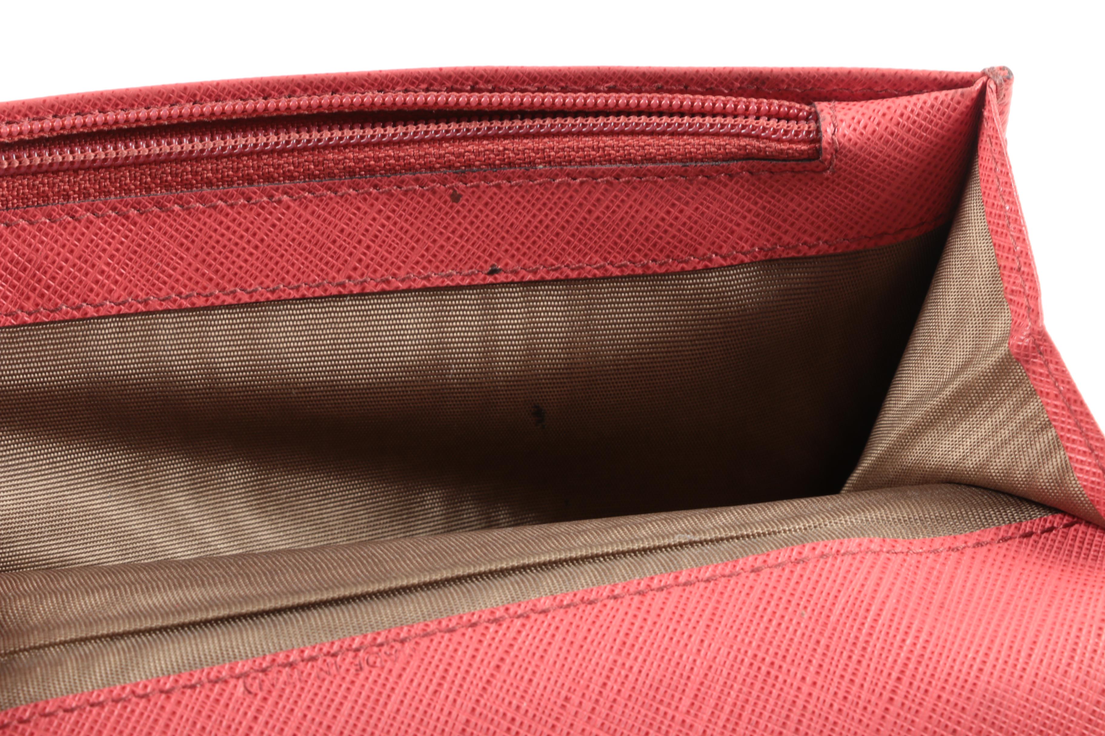 Salvatore Ferragamo Gancini Icona Continental Wallet in Coral Saffiano Leather