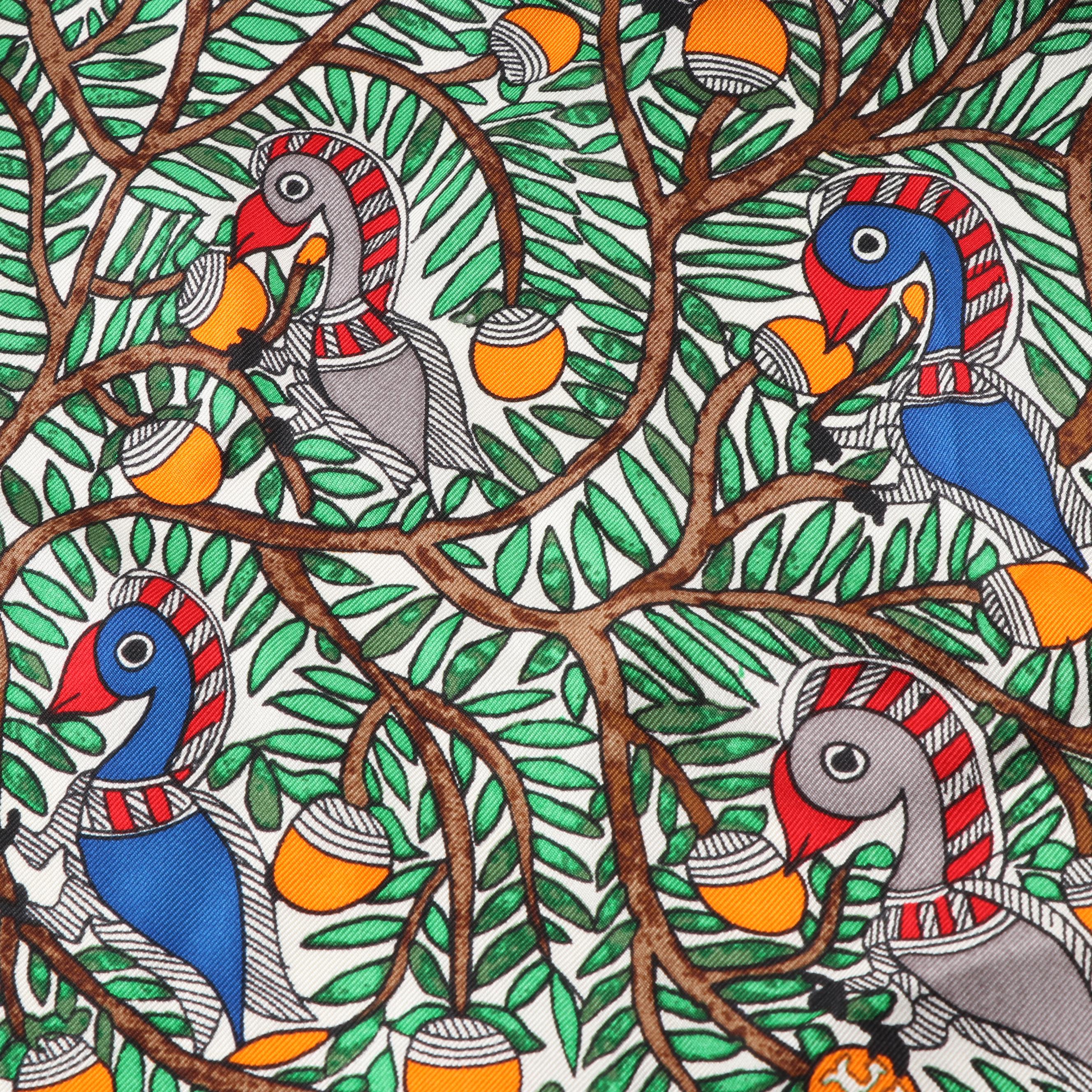 Tory Burch Court Green Something Wild Silk Neckerchief