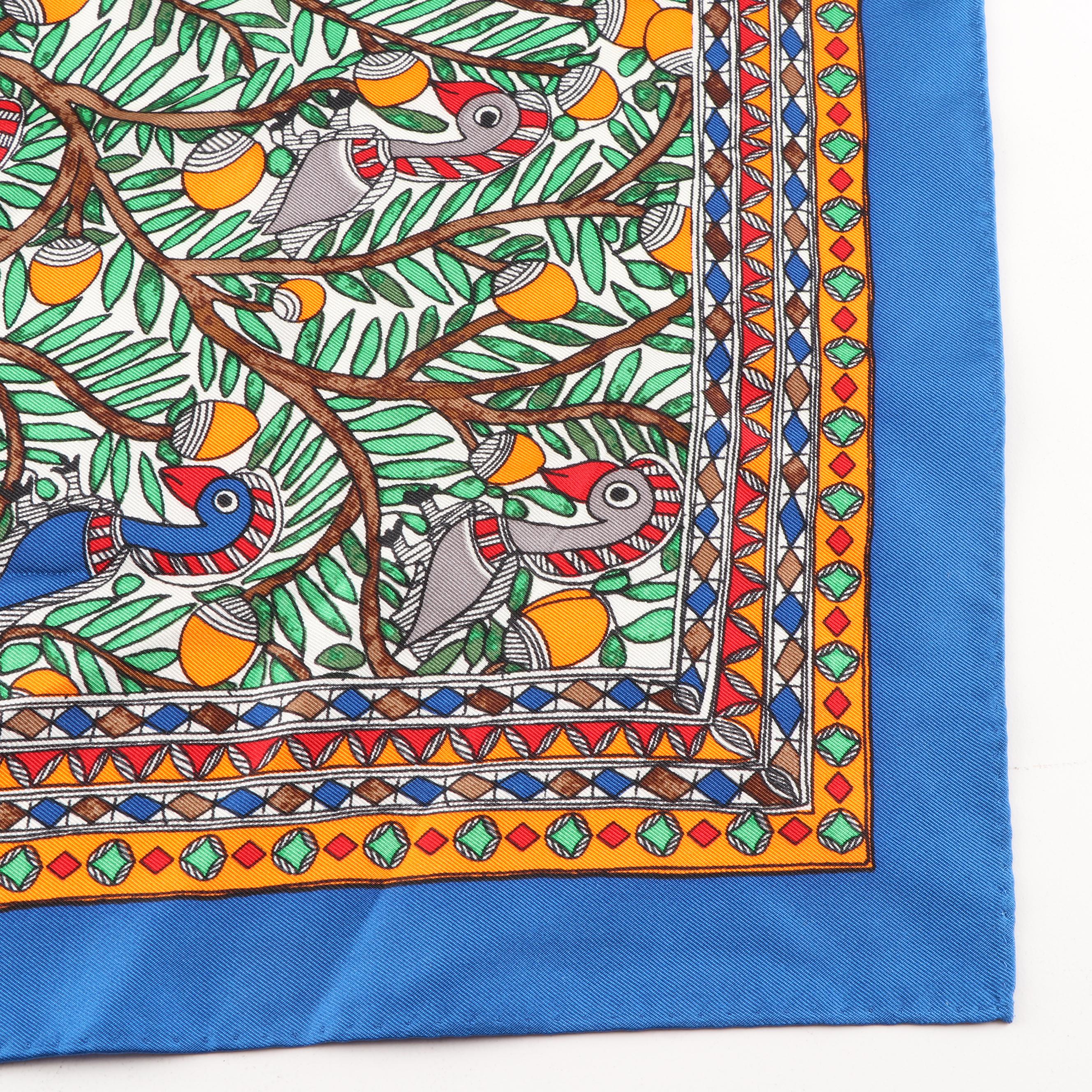 Tory Burch Court Green Something Wild Silk Neckerchief