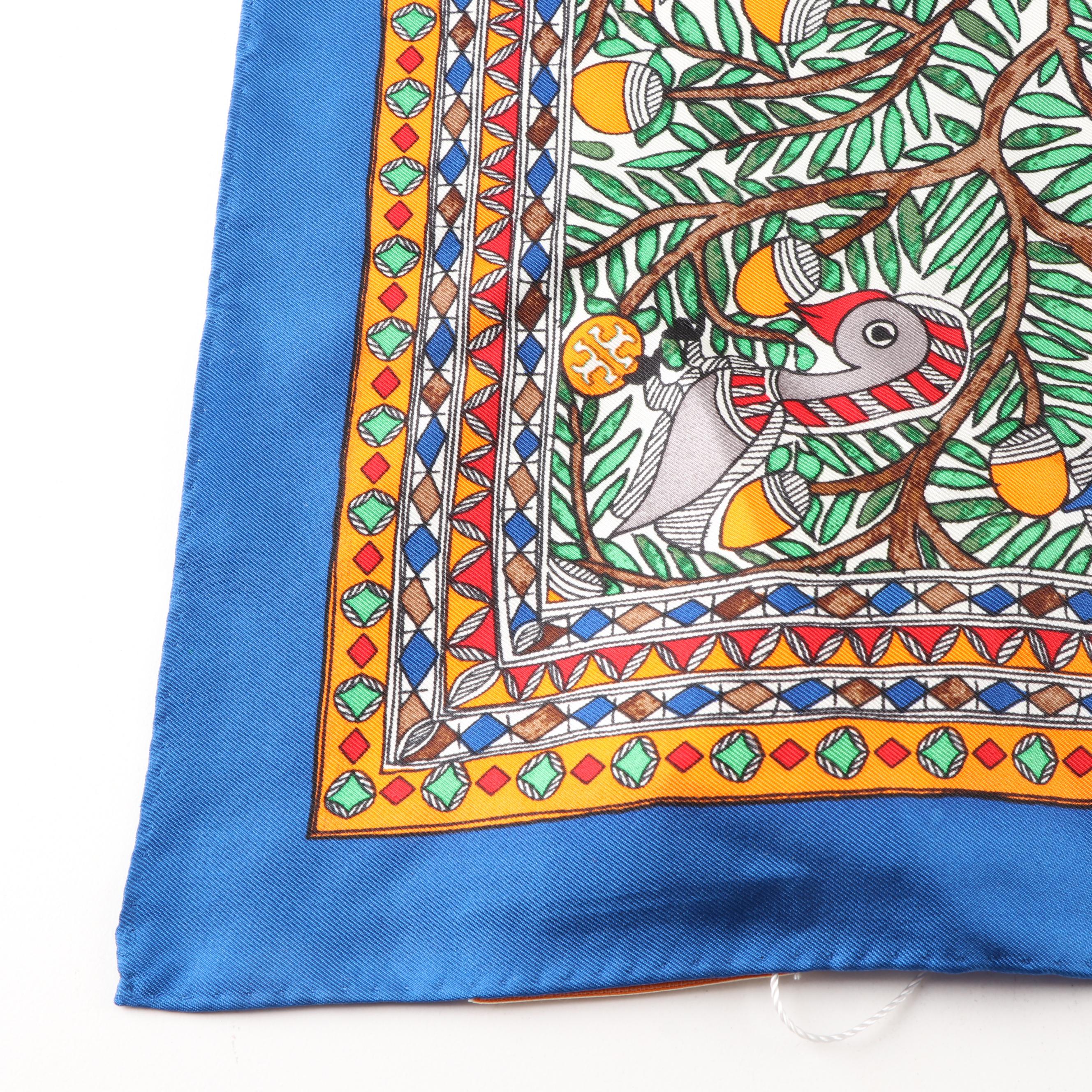 Tory Burch Court Green Something Wild Silk Neckerchief