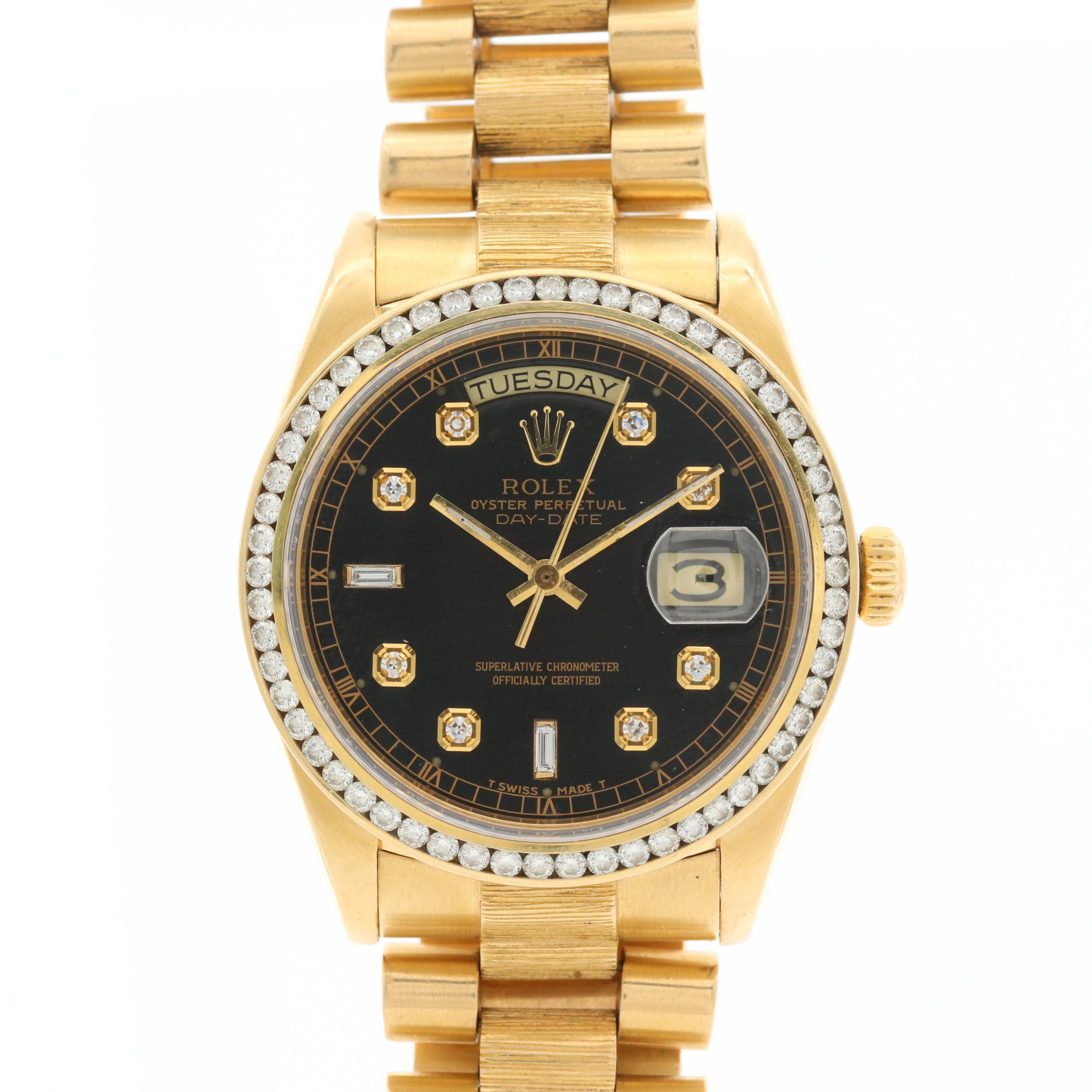 Vintage Rolex Day-Date 18K Gold and 1.85 CTW Diamond Watch,1979