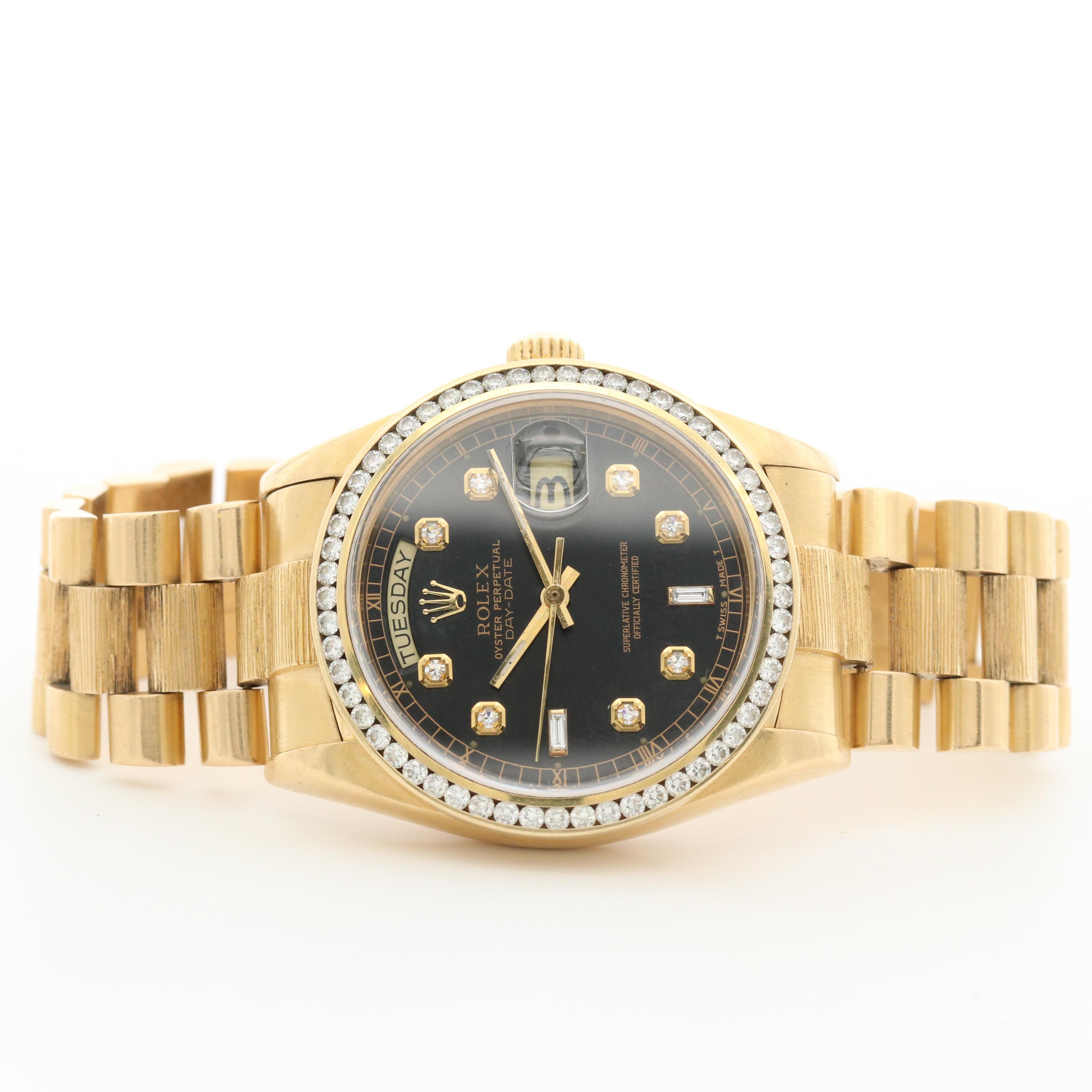 Vintage Rolex Day-Date 18K Gold and 1.85 CTW Diamond Watch,1979