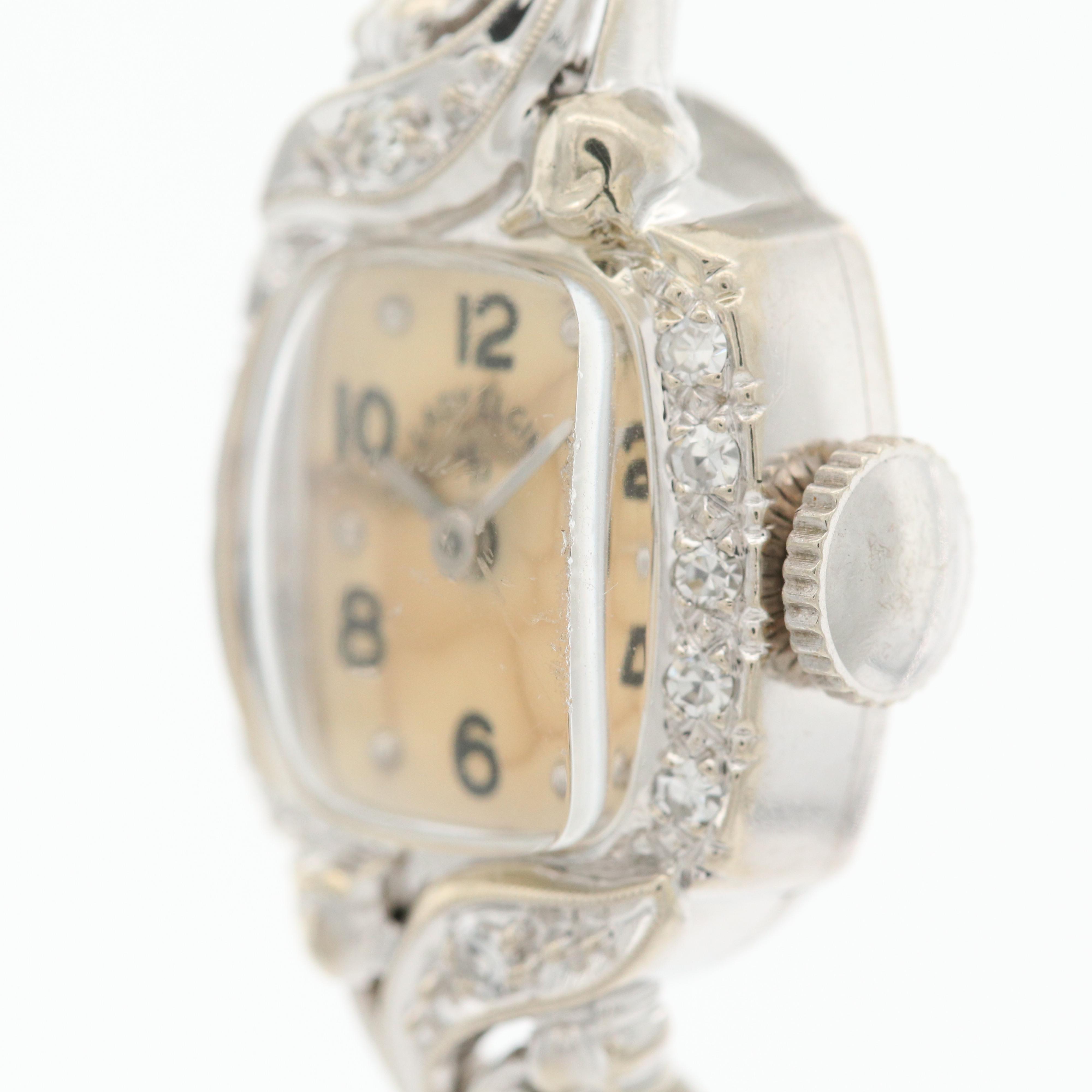 Lady Elgin 14K White Gold and Diamond Watch